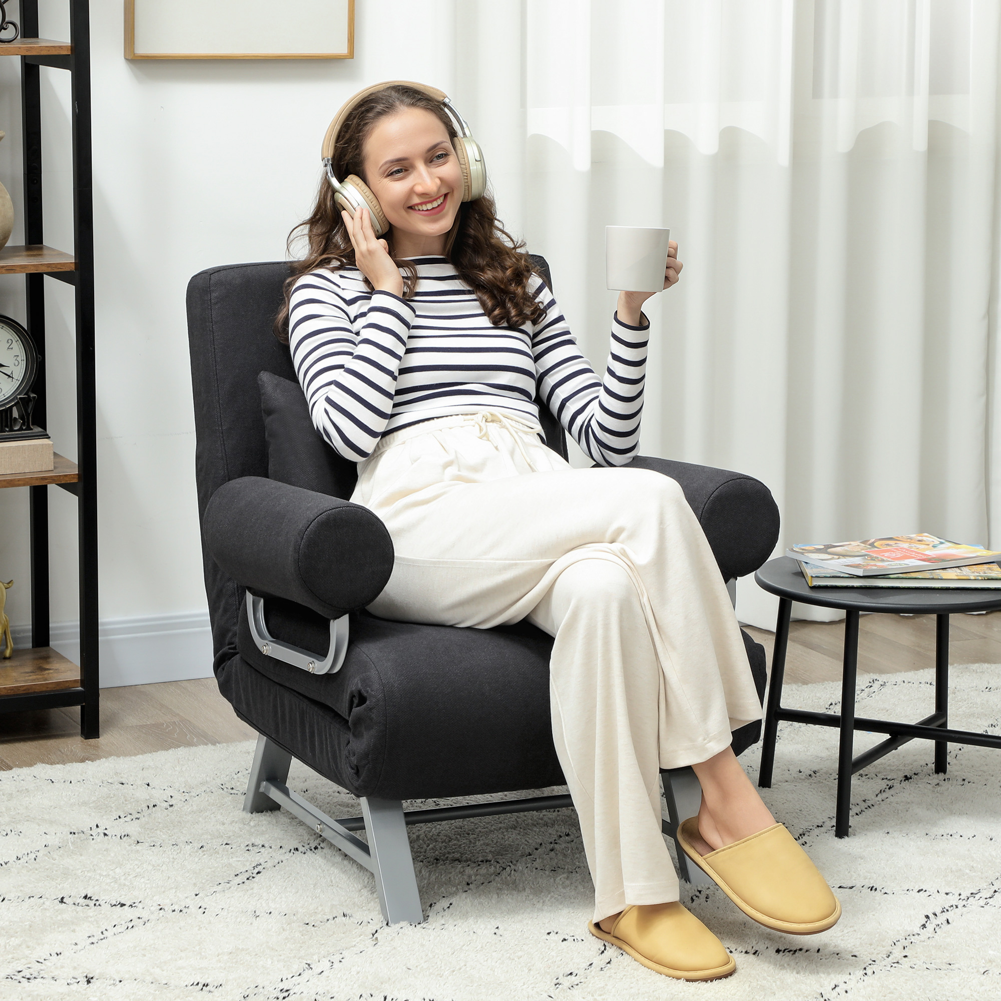 HOMCOM Chauffeuse-Sessel Schlafsofa klappbar 1 Person hoher Komfort Lenden- günstig online kaufen