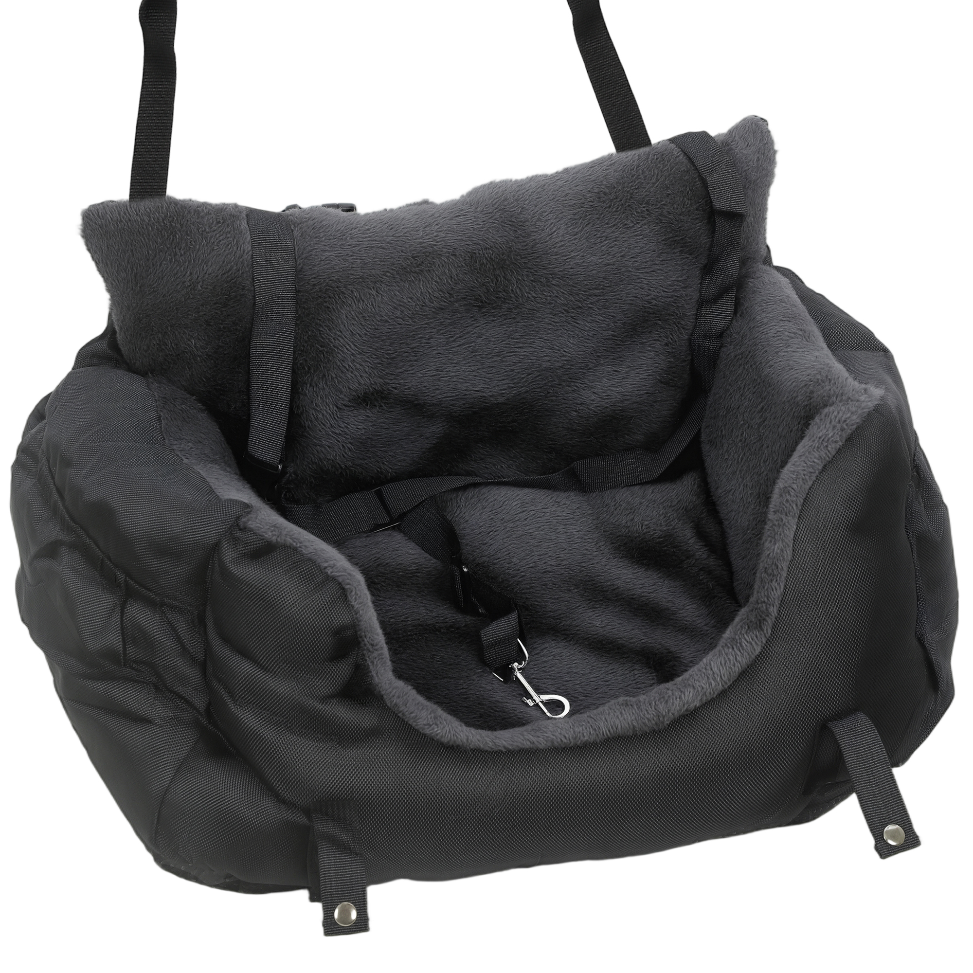 PawHut Dog Car Seat for Small Dogs with Fixed Buckle, Safety Leash, Washable Cover, 58 x 45 x 28 cm, Black