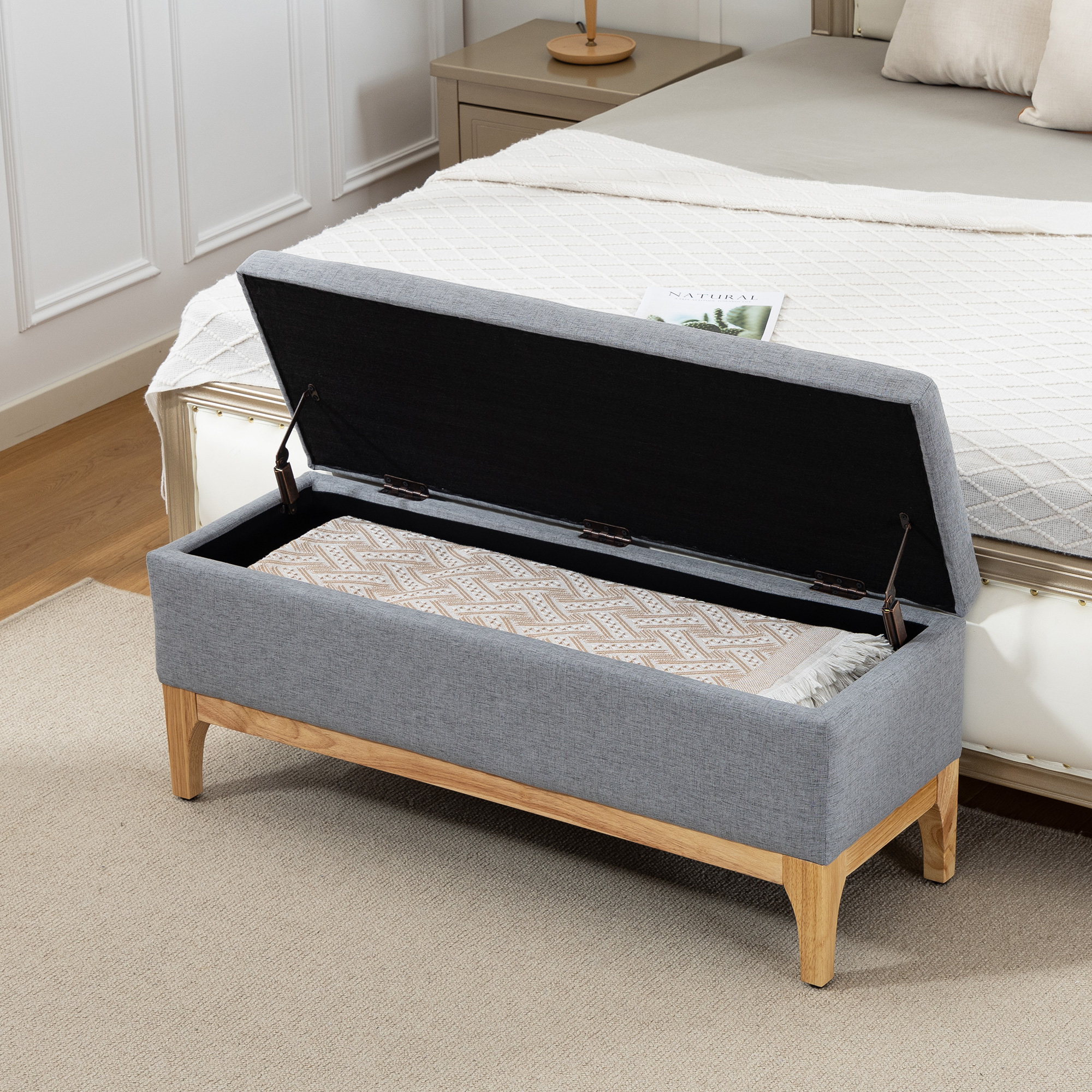 HOMCOM Aufbewahrungsbank, Truhenbank mit abnehmbarem Deckel im skandinavisc günstig online kaufen