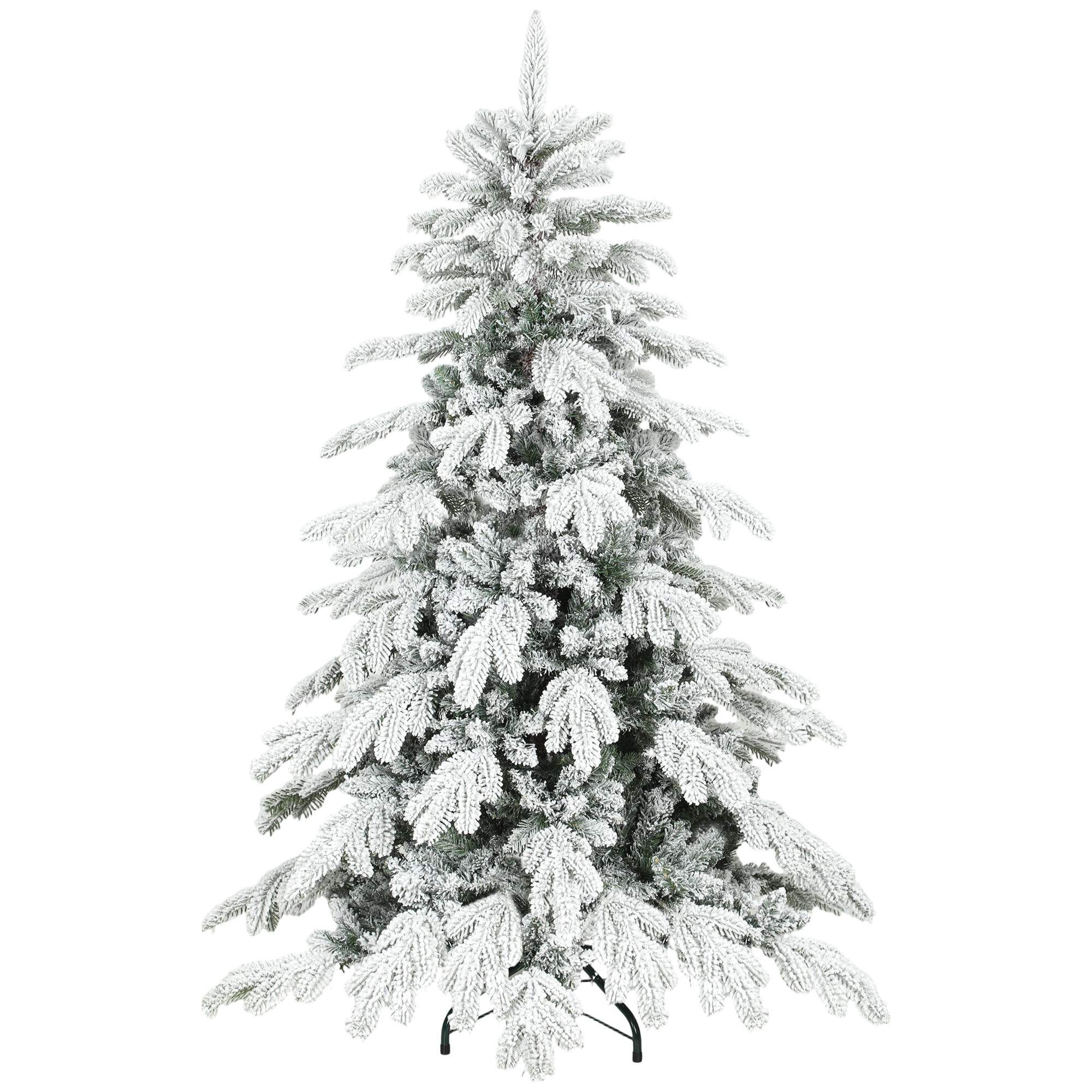 HOMCOM 5ft Super Flocked Christmas Tree - Green/White