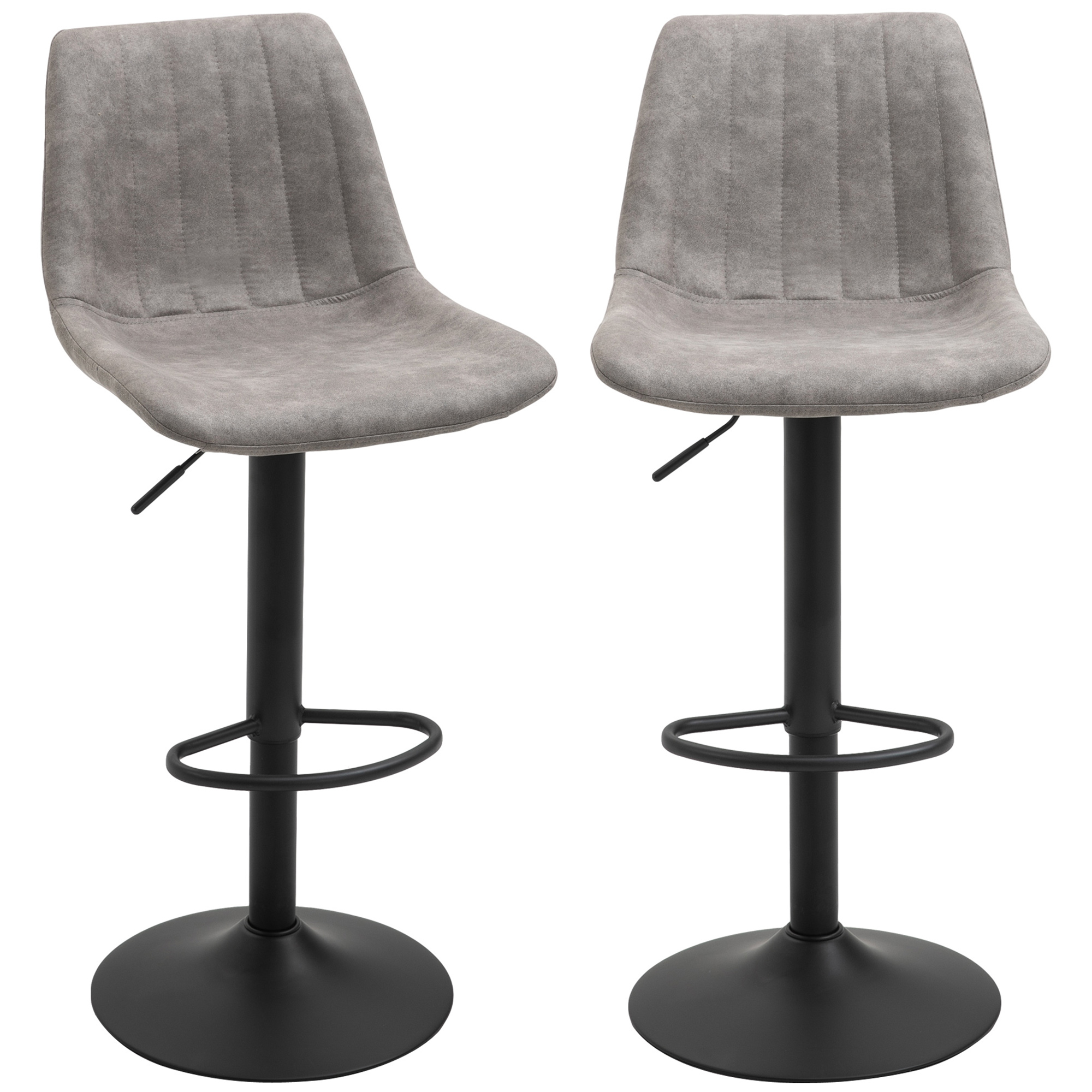 HOMCOM Lot de 2 Chaise haute bar Chaise de bar confortable Tabourets de bar vintage hauteur réglable pivotant avec repose-pied gris Aosom France HOMCOM Lot de 2 Chaise haute bar Chaise de bar confortable Tabourets de bar vintage hauteur réglable pivotant avec repose-pied gris Aosom France