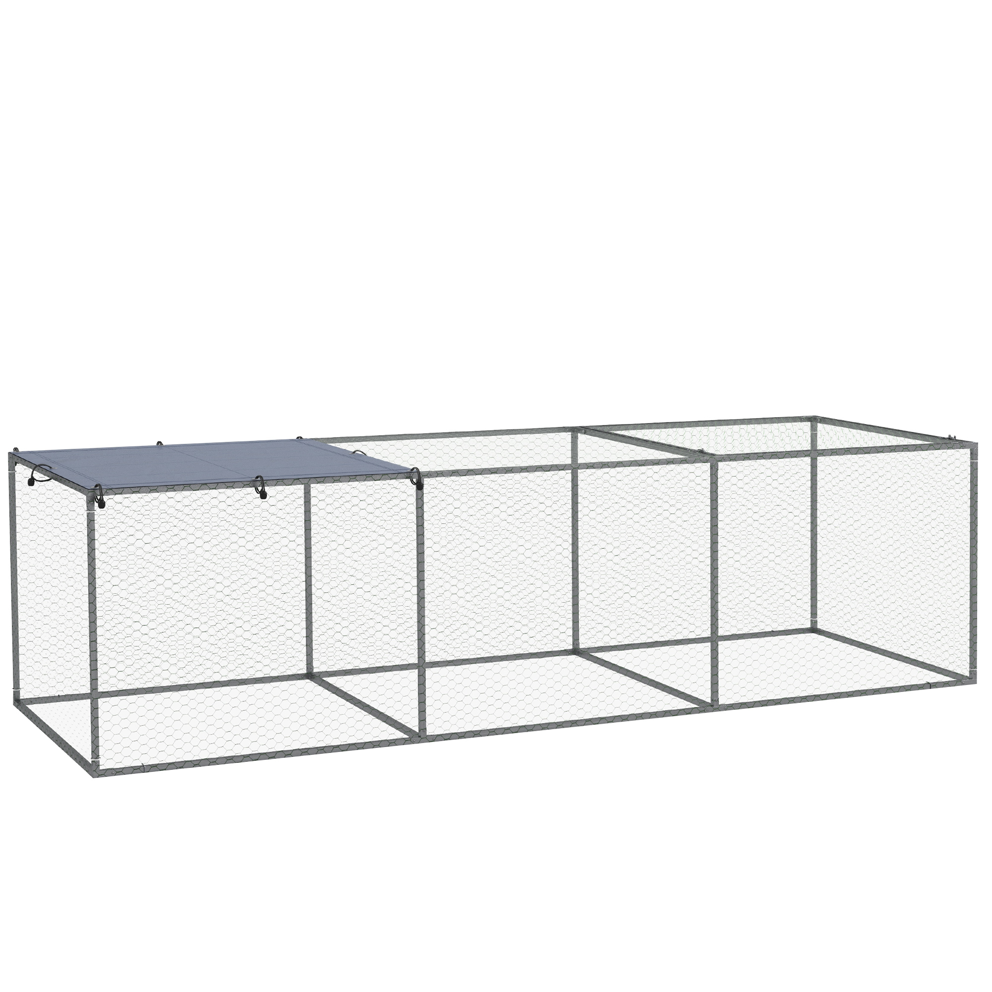 PawHut Enclos poulailler cage clapier extérieur 3 m² pour petits animaux dim. 3 x 1 x 0,8 m acier galvanisé PawHut Enclos poulailler cage clapier extérieur 3 m² pour petits animaux dim. 3 x 1 x 0,8 m acier galvanisé