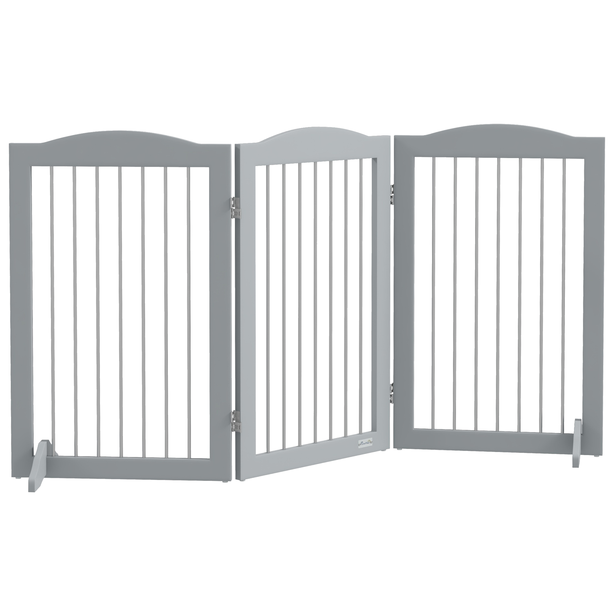 PawHut Barriere de sécurité pliable barrière chien trois plaques avec deux pieds de soutien 154 x 30 x 80 cm gris