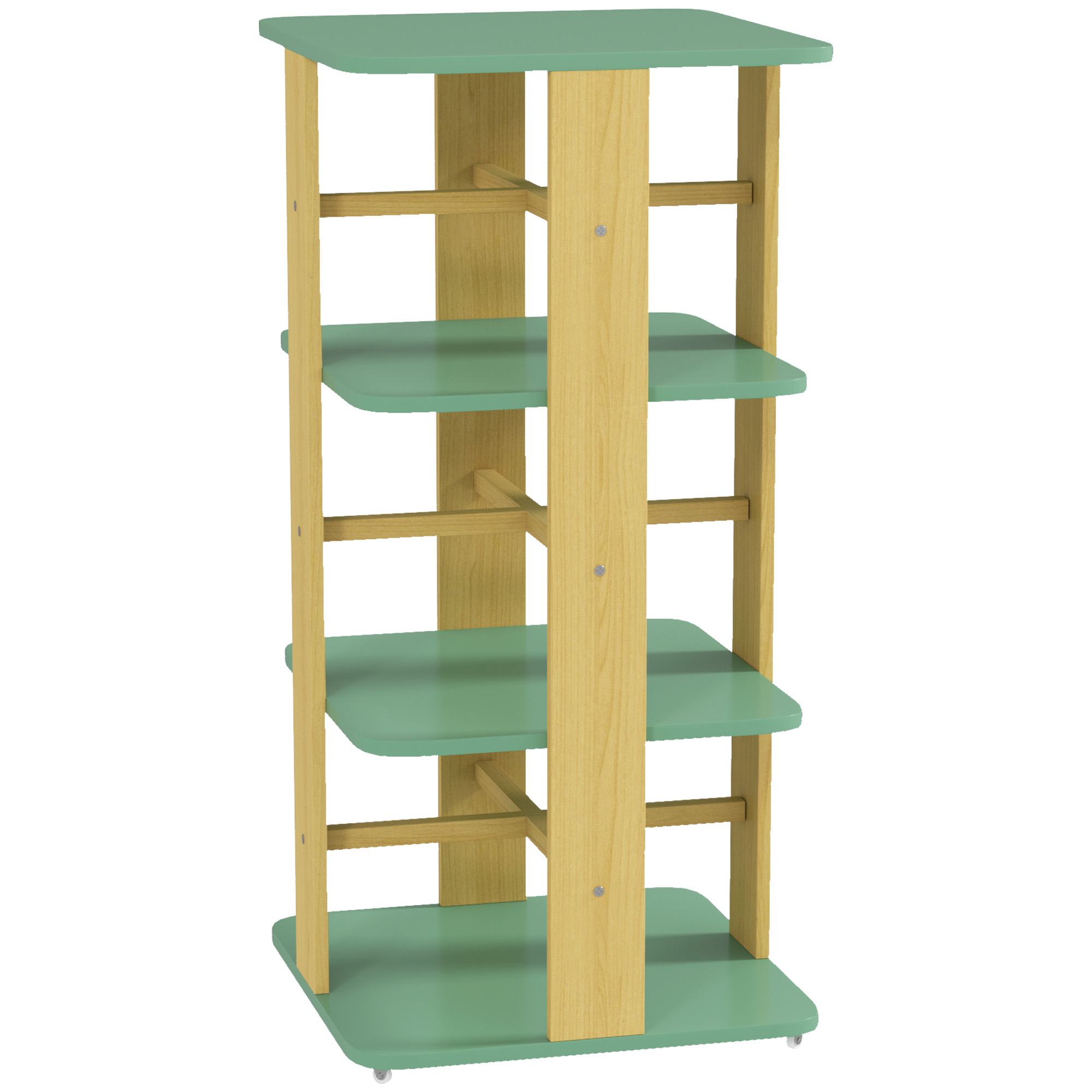 AIYAPLAY Bibliothèque enfant avec roulettes, rangement livre enfant 3 niveaux pour salle de jeux, chambre d'enfant, vert