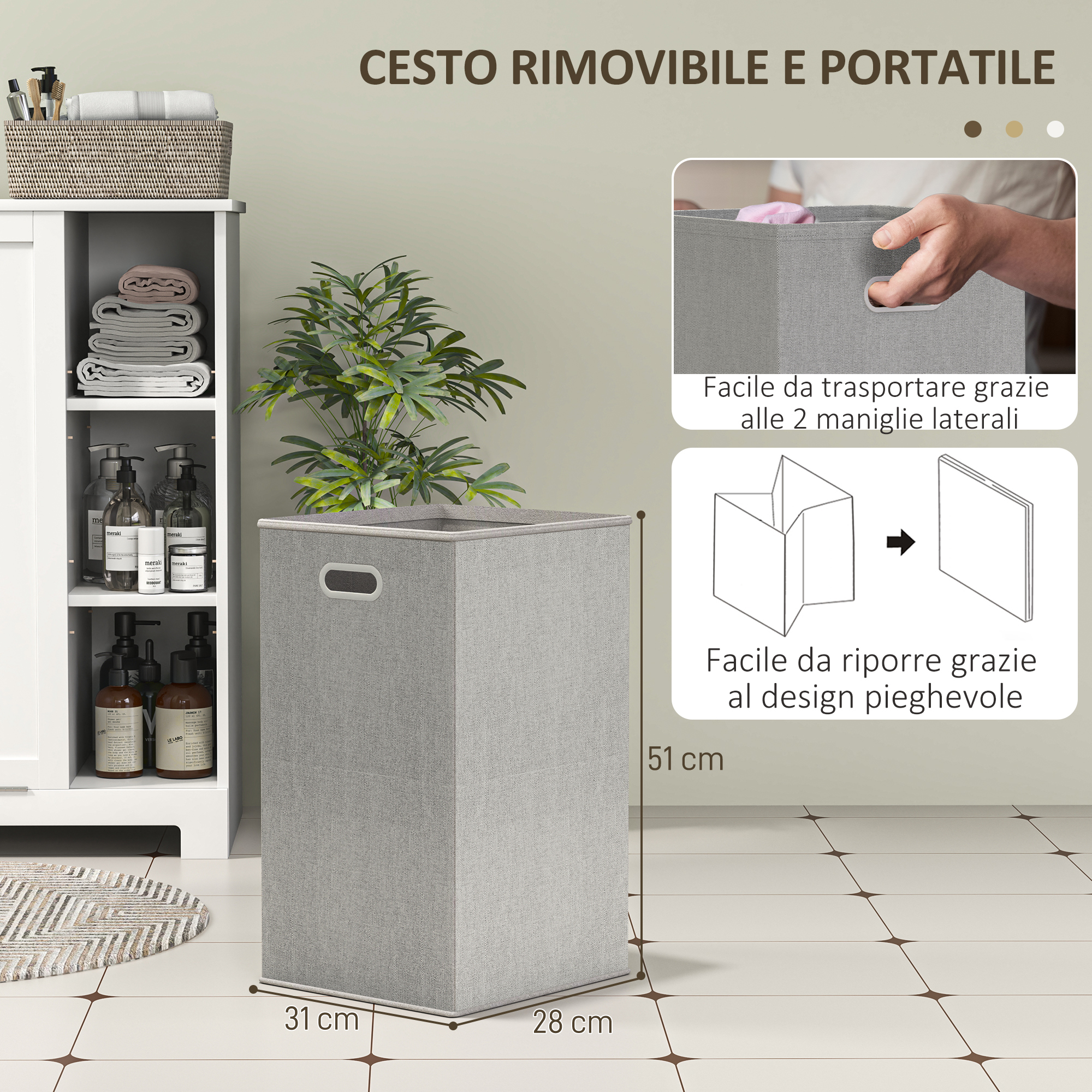 Cesto Portabiancheria Pieghevole In Rete - Con Manici Rinforzati
