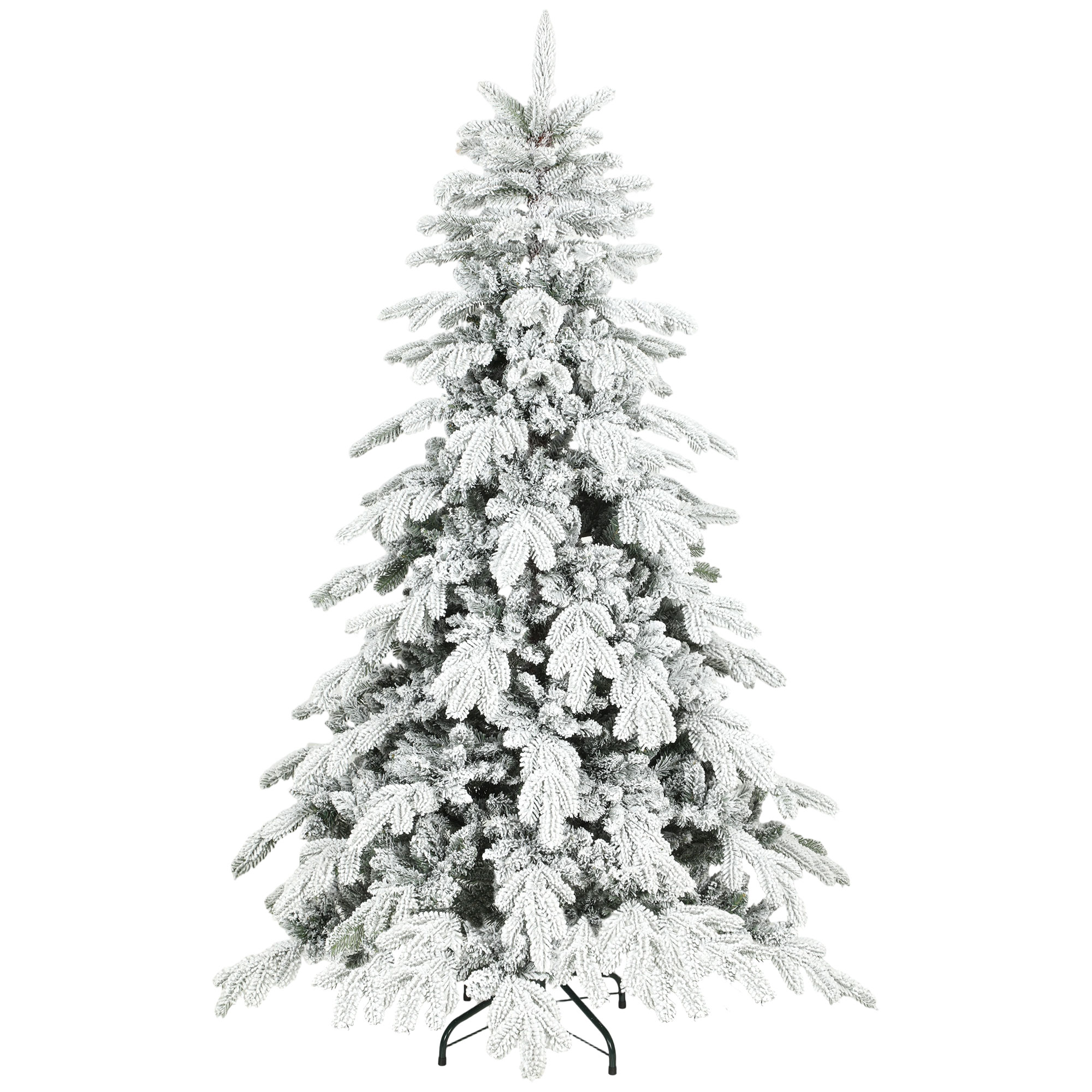 HOMCOM 6ft Super Flocked Christmas Tree - Green/White