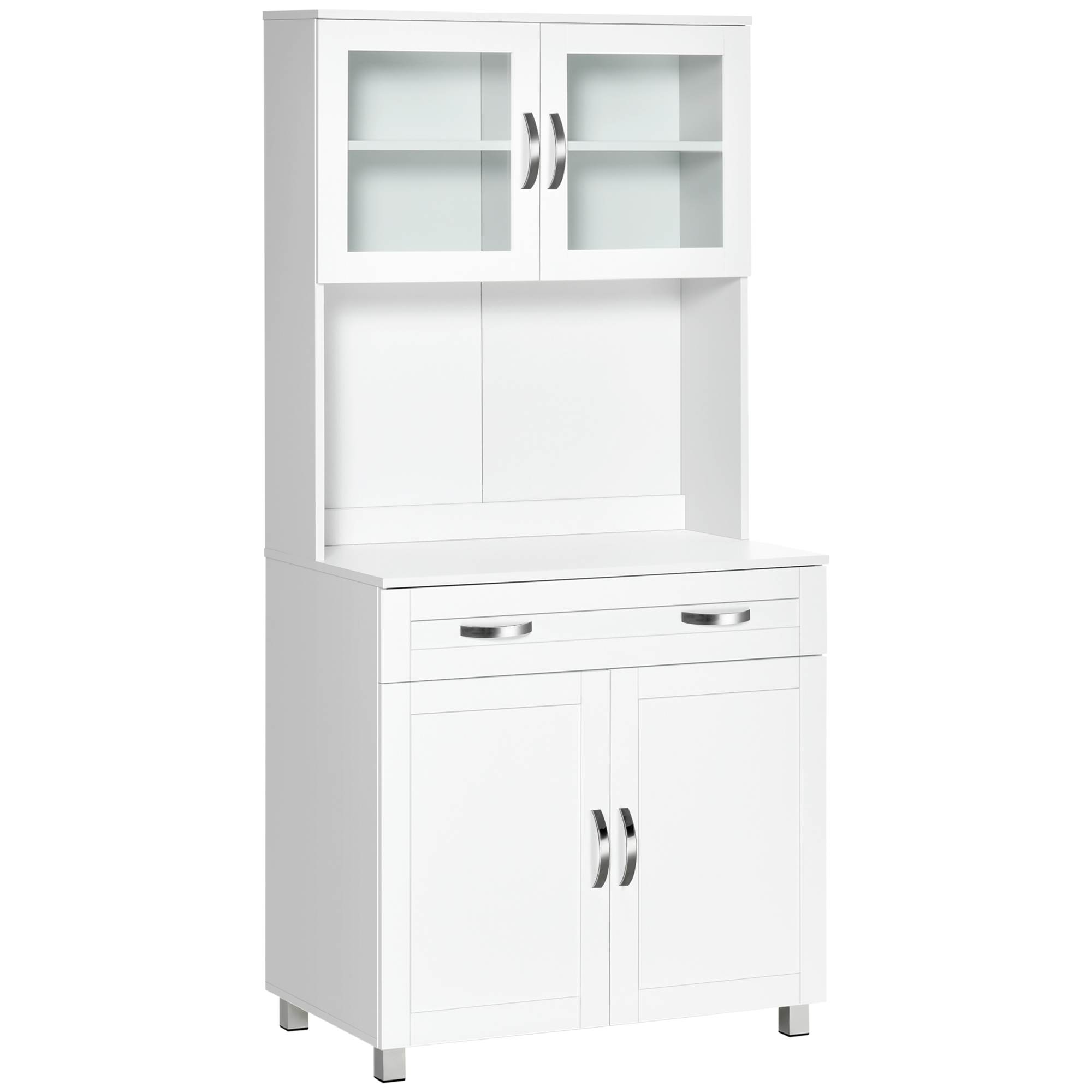 HOMCOM Mobile Cucina Moderno con 2 Armadietti, Ante in Vetro e Mens...