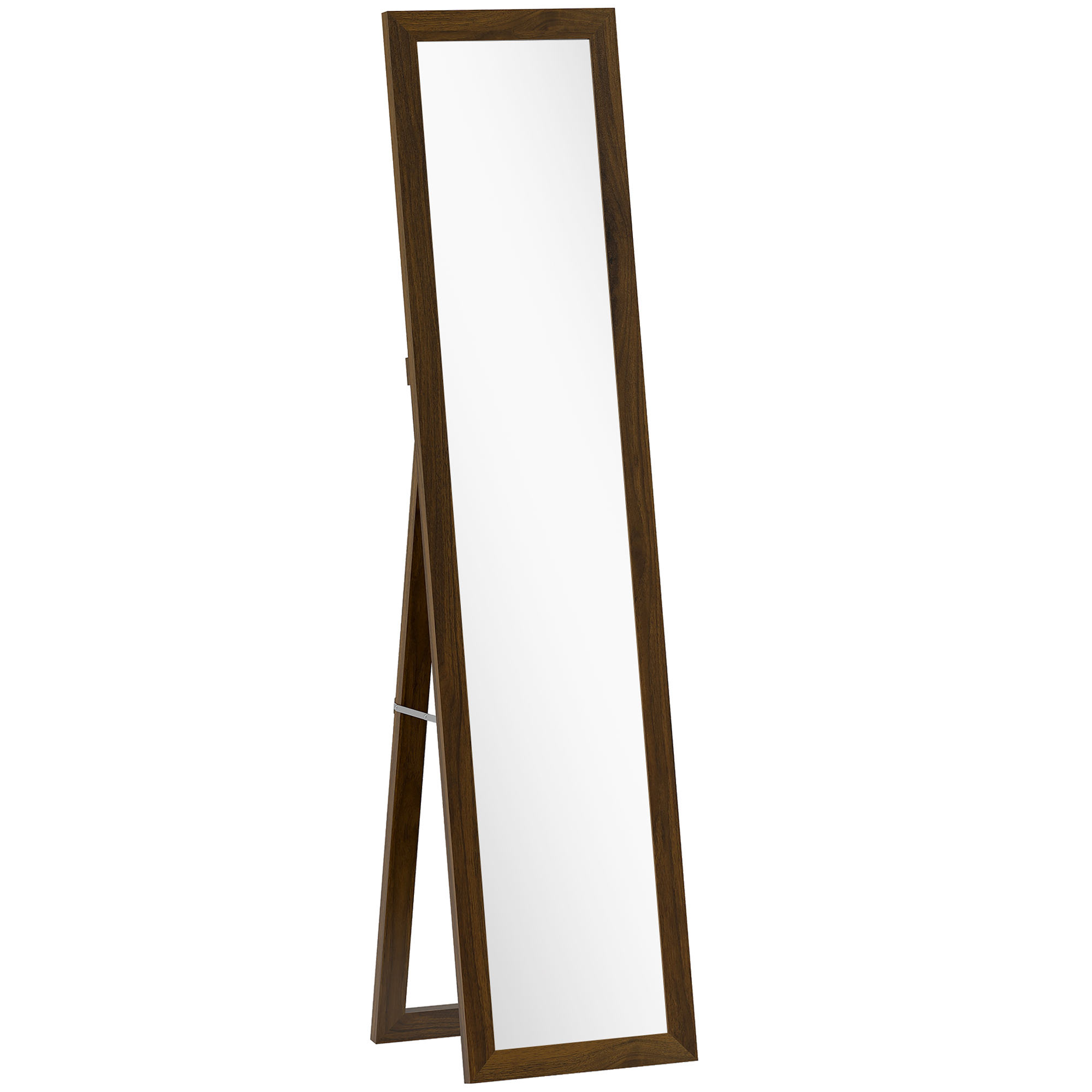 HOMCOM Espejo de Cuerpo Entero 157x37 cm con Marco de MDF Espejo de Pie Inclinado o Colgante Madera Nogal