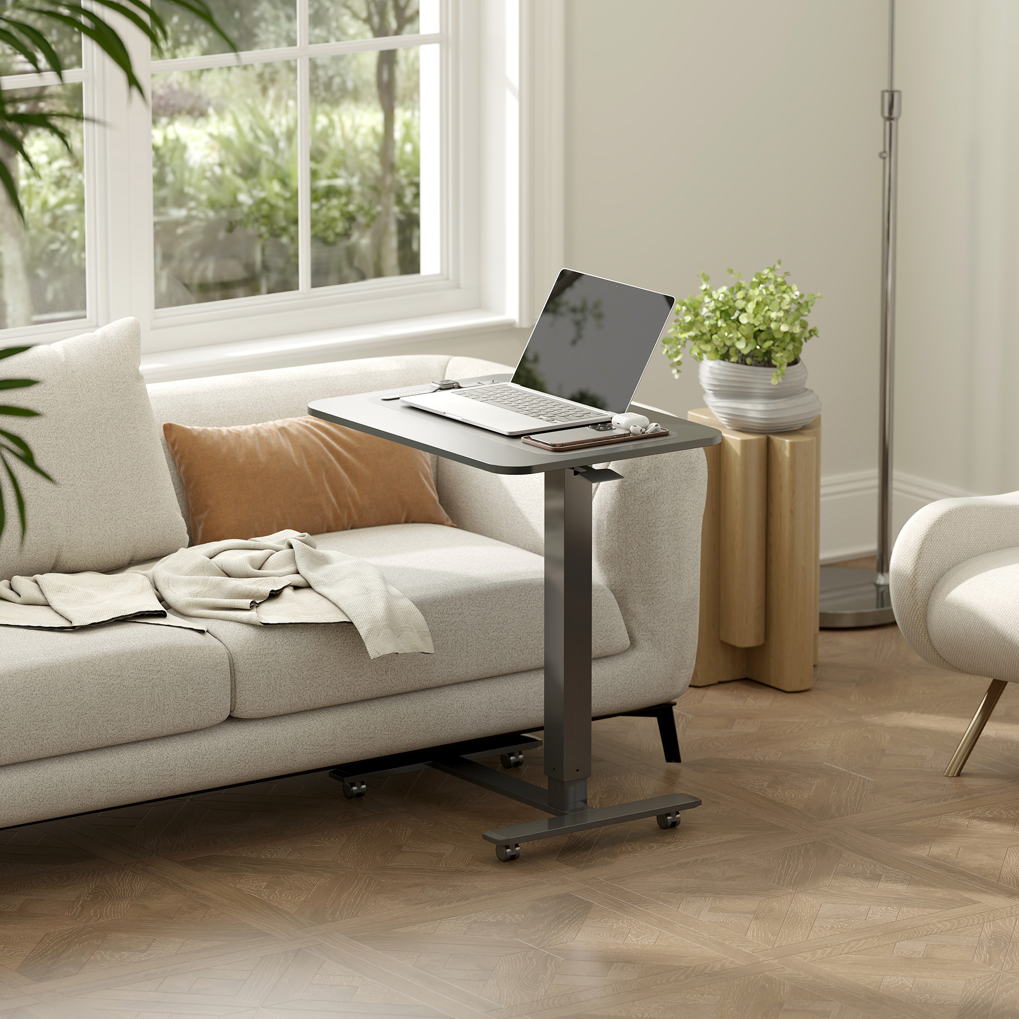 HOMCOM Höhenverstellbar Steh-Sitz C-förmig Schreibtisch Platzsparend Laptop günstig online kaufen