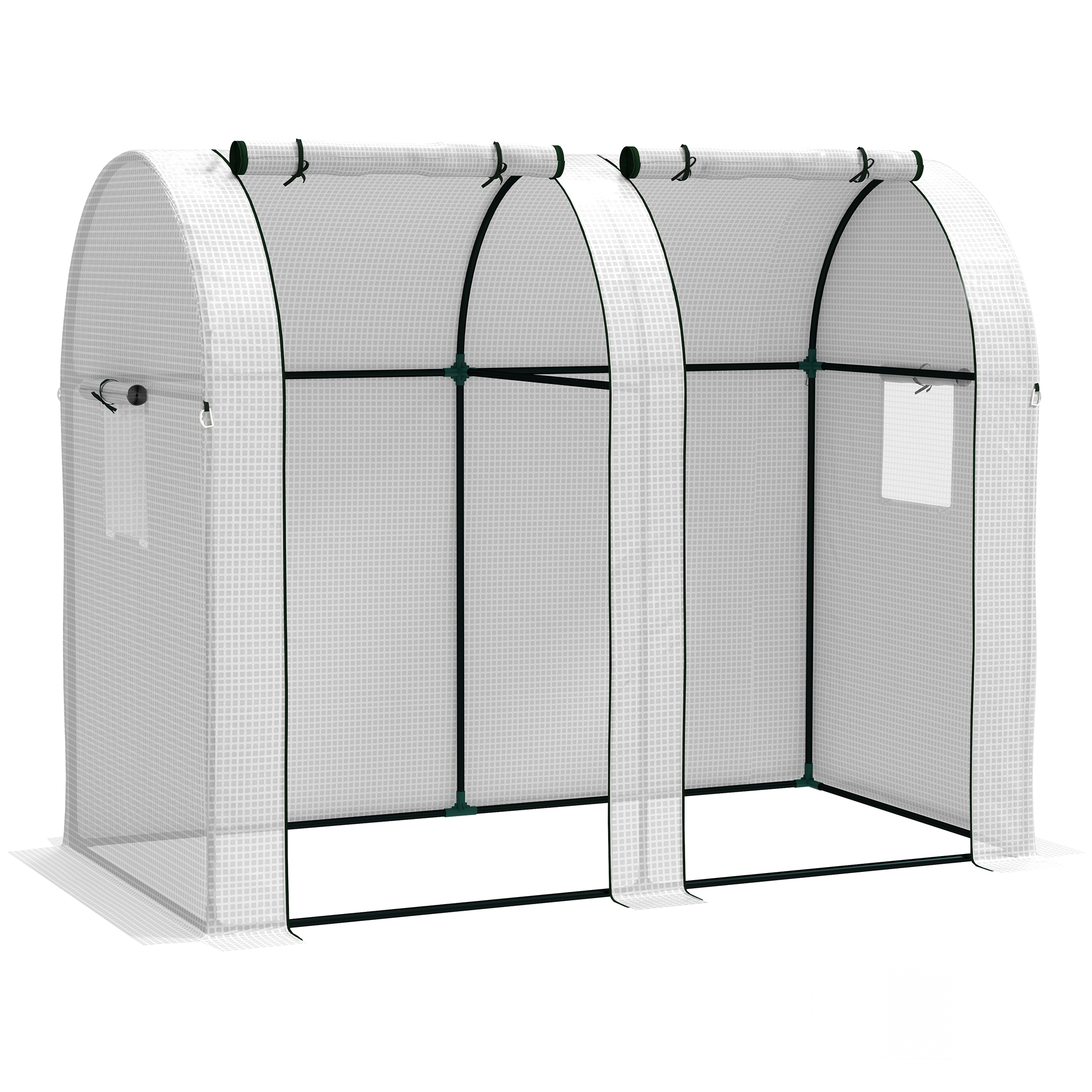 Outsunny Serre de jardin 1,8 m² serre à tomates 2 portes zippées déroulantes 4 fenêtres enroulables acier PE 135 g/m² blanc Outsunny Serre de jardin 1,8 m² serre à tomates 2 portes zippées déroulantes 4 fenêtres enroulables acier PE 135 g/m² blanc