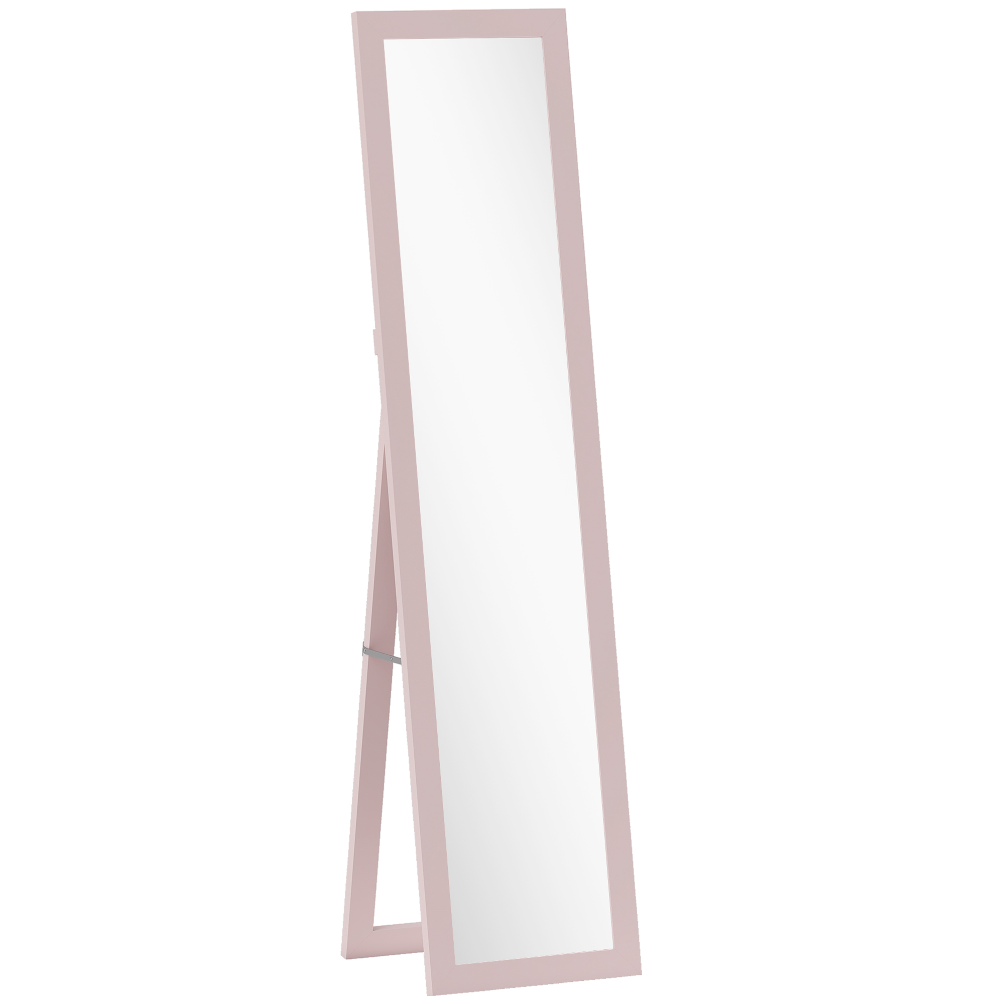 HOMCOM Espejo de Cuerpo Entero 157x37 cm con Marco de MDF Espejo de Pie Inclinado o Colgante Rosa Perla Claro