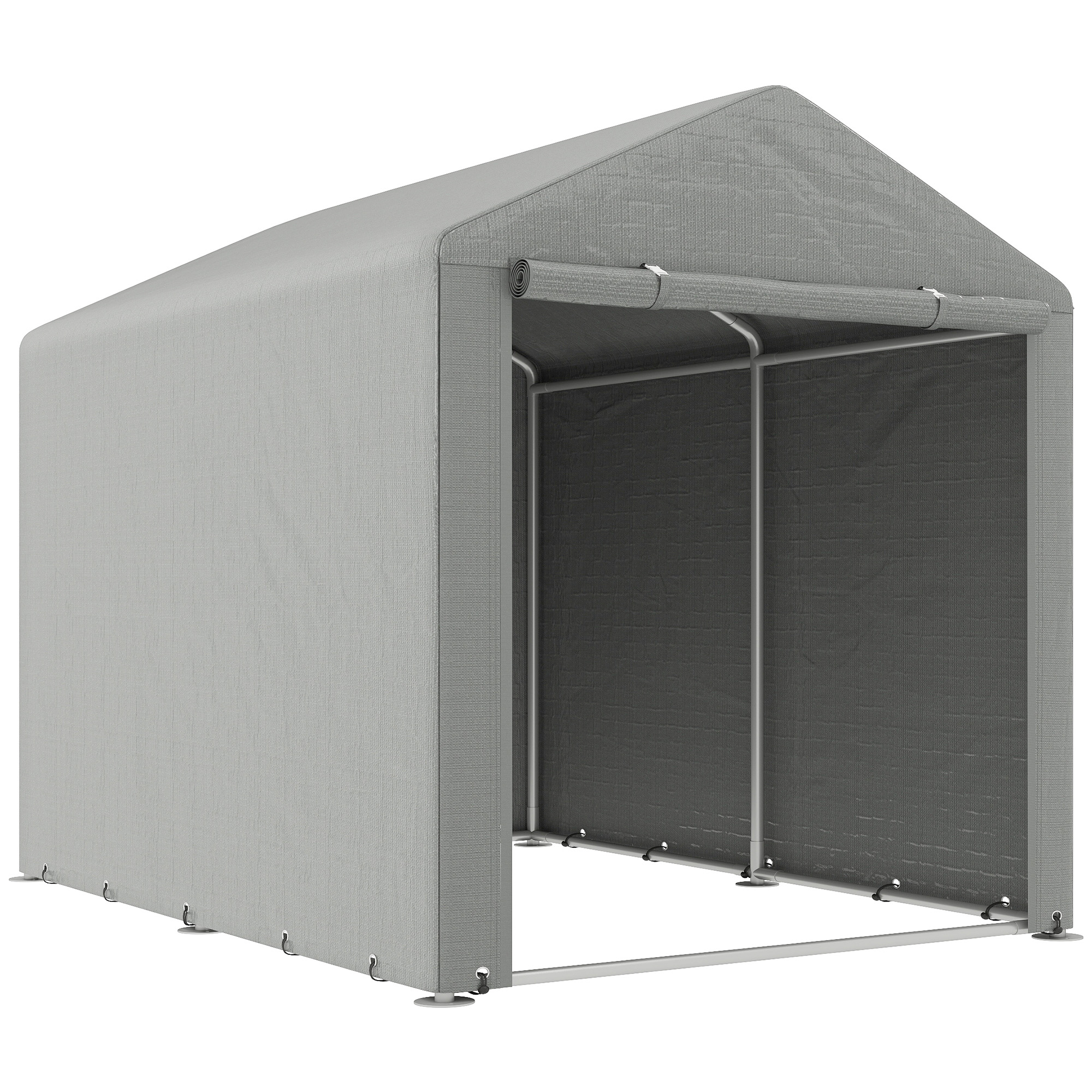 Outsunny Capanno Porta Attrezzi e Tenda Garage per Bici e Moto con Copertura Anti-UV, 1.6x2m, Grigio Chiaro   Aosom Italy