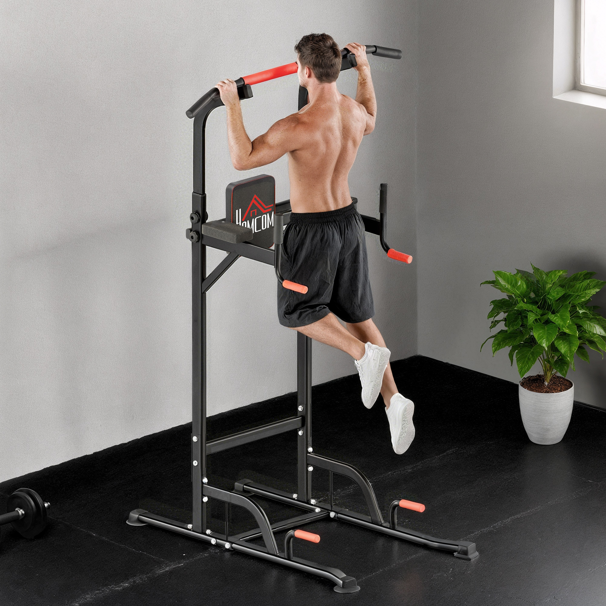 Station De Musculation SPORTNOW – Barre De Traction Et Dips Autoportante – 12 Hauteurs 176-227 Cm, Charge 120 Kg – Gainage, Pompes – Blanc