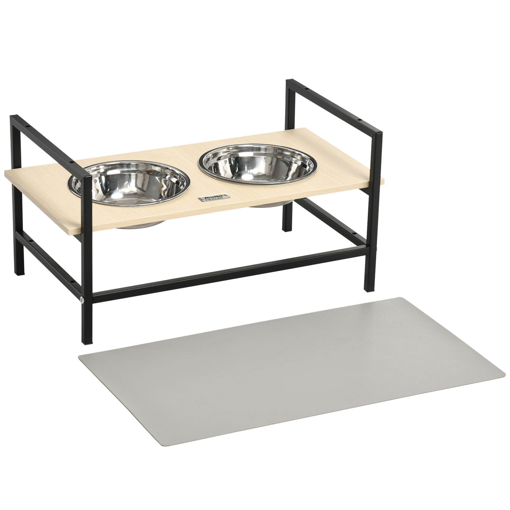 PawHut Gamelle chien surélevée double porte-gamelle avec 2 bols amovibles en acier, hauteur réglable 11/21,5/32 cm et 1 tapis PawHut Gamelle chien surélevée double porte-gamelle avec 2 bols amovibles en acier, hauteur réglable 11/21,5/32 cm et 1 tapis