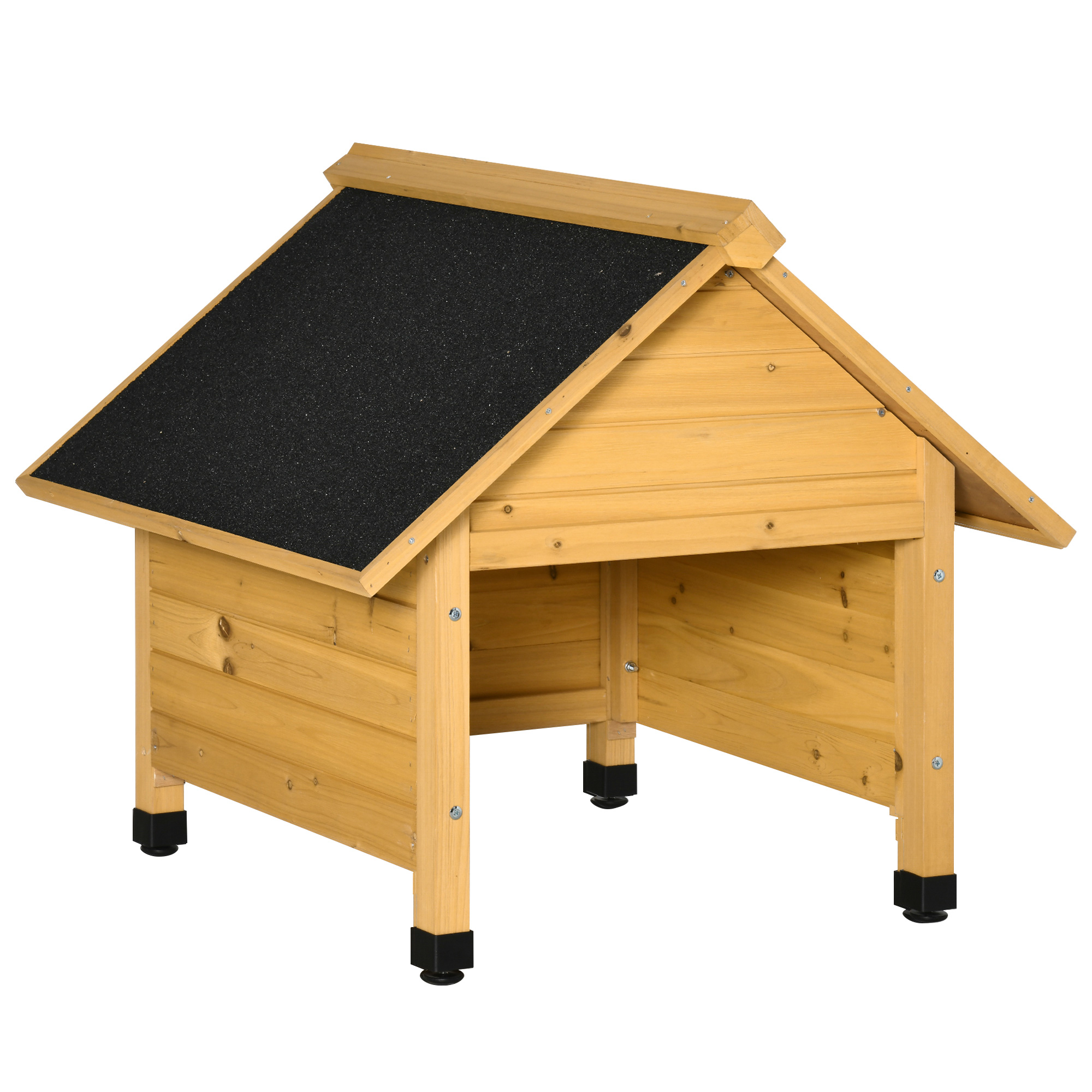Outsunny Holzgarage für Rasenmäher Roboter Mähroboter Carport 75x76x70 cm Gelb, Sonnen- & Regenschutz für Rasenroboter Aosom.de