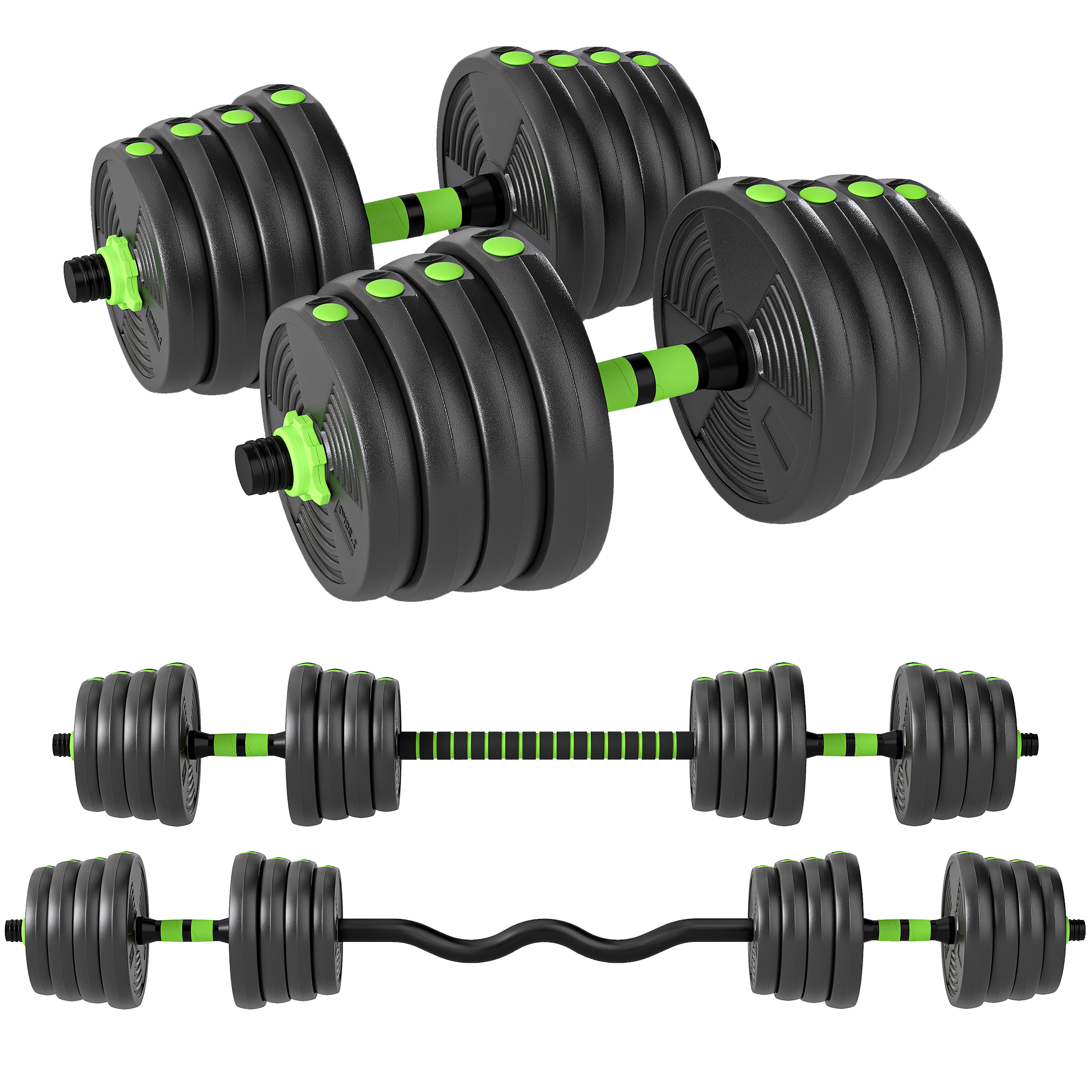 SPORTNOW 3-in-1 Hantelset verstellbar 30 KG Kurzhantel Set Kurzhanteln Langhanteln Hanteln Set Dumbbell mit Verbindungsrohr Kurzhantelset für Krafttraining Zuhause Fitnessstudio   Aosom – SPORTNOW