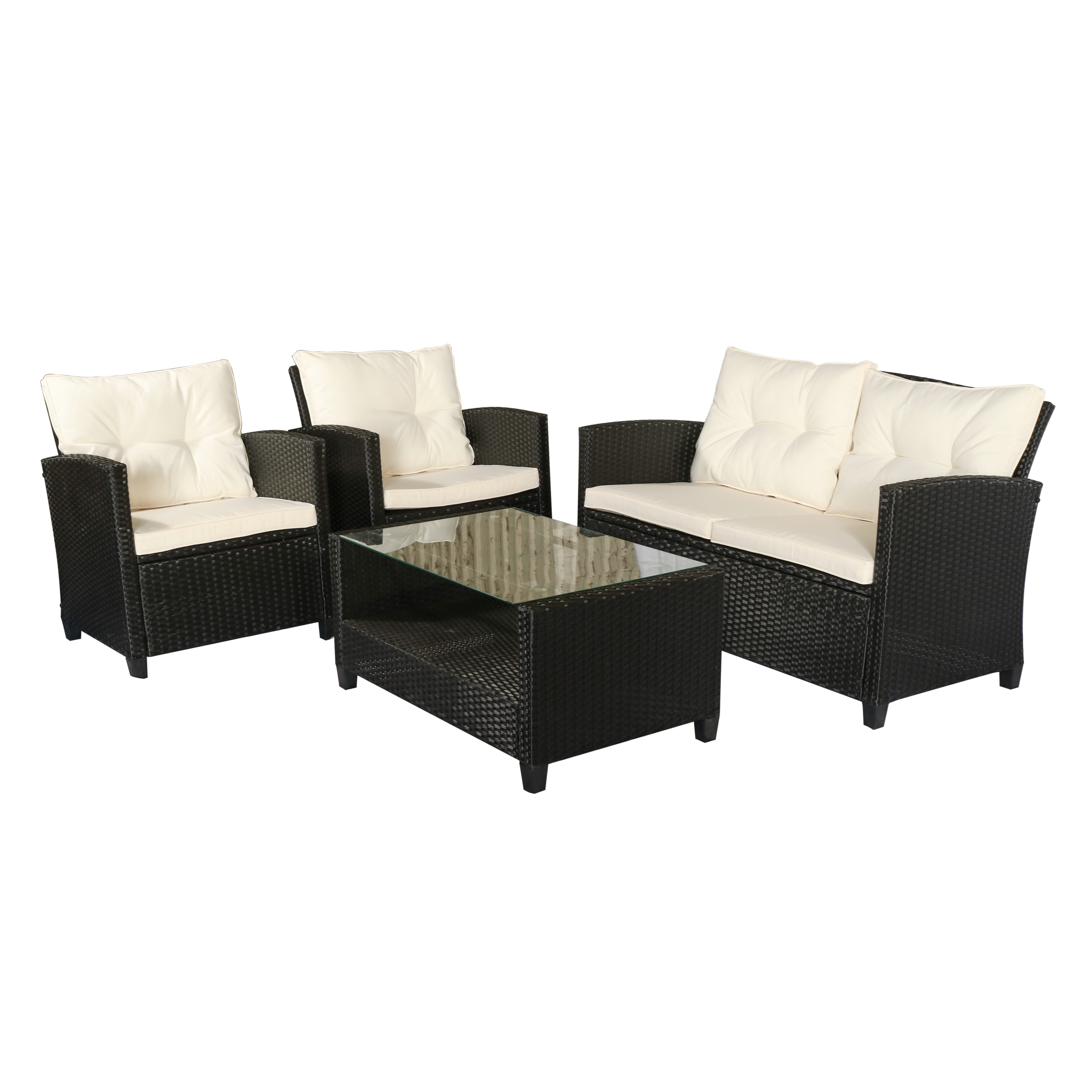 Outsunny Polyrattan Sitzgarnitur für 4 Personen, Gartenset Lounge Möbel Set günstig online kaufen