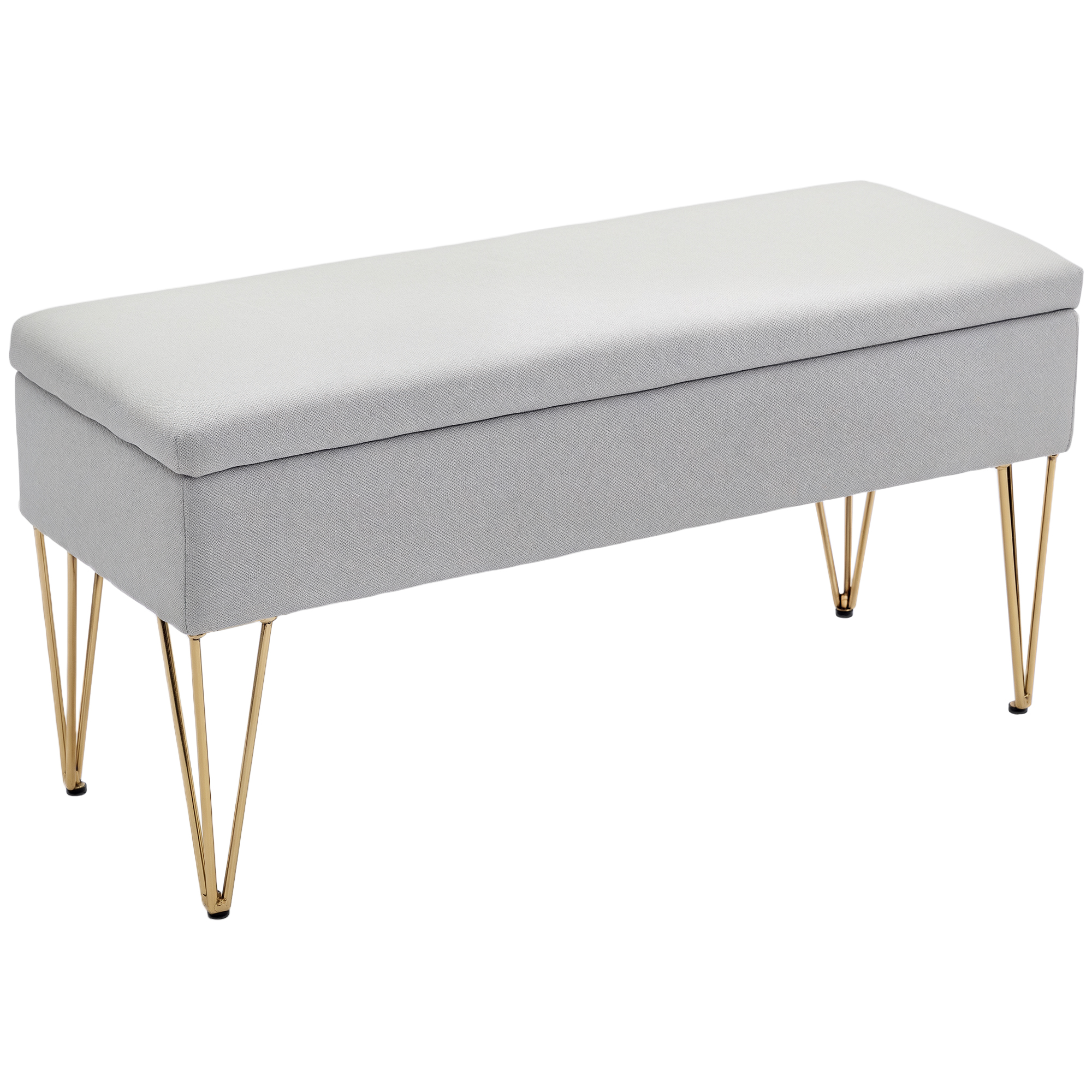 HOMCOM Panca Fondo Letto con Contenitore in Tessuto e Gambe in Acciaio, 100x40x49 cm, Grigio Chiaro   Aosom Italy