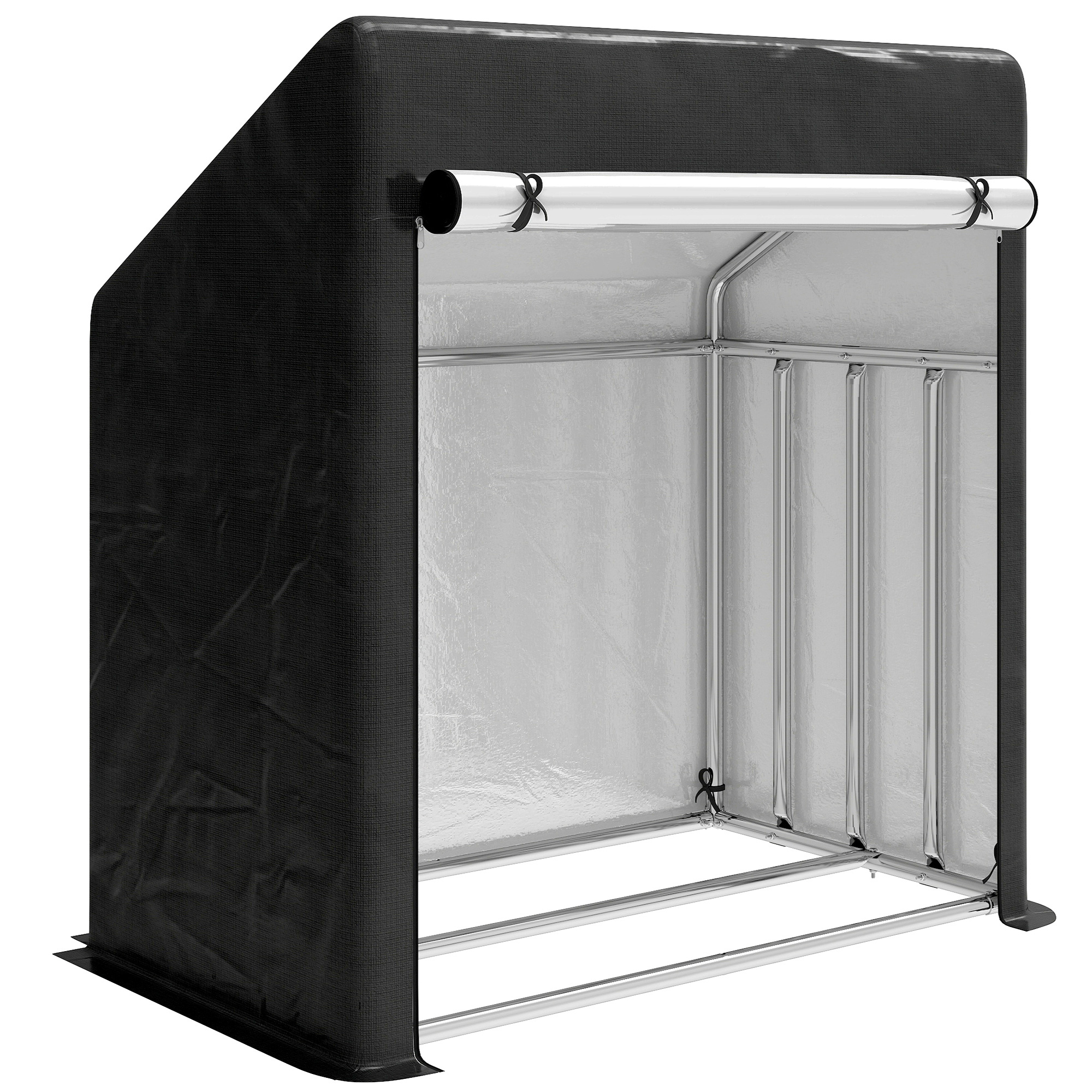 Outsunny Portalegna da Esterno in Acciaio Rinforzato con Copertura Impermeabile, 100x60x110 cm, Nero   Aosom Italy