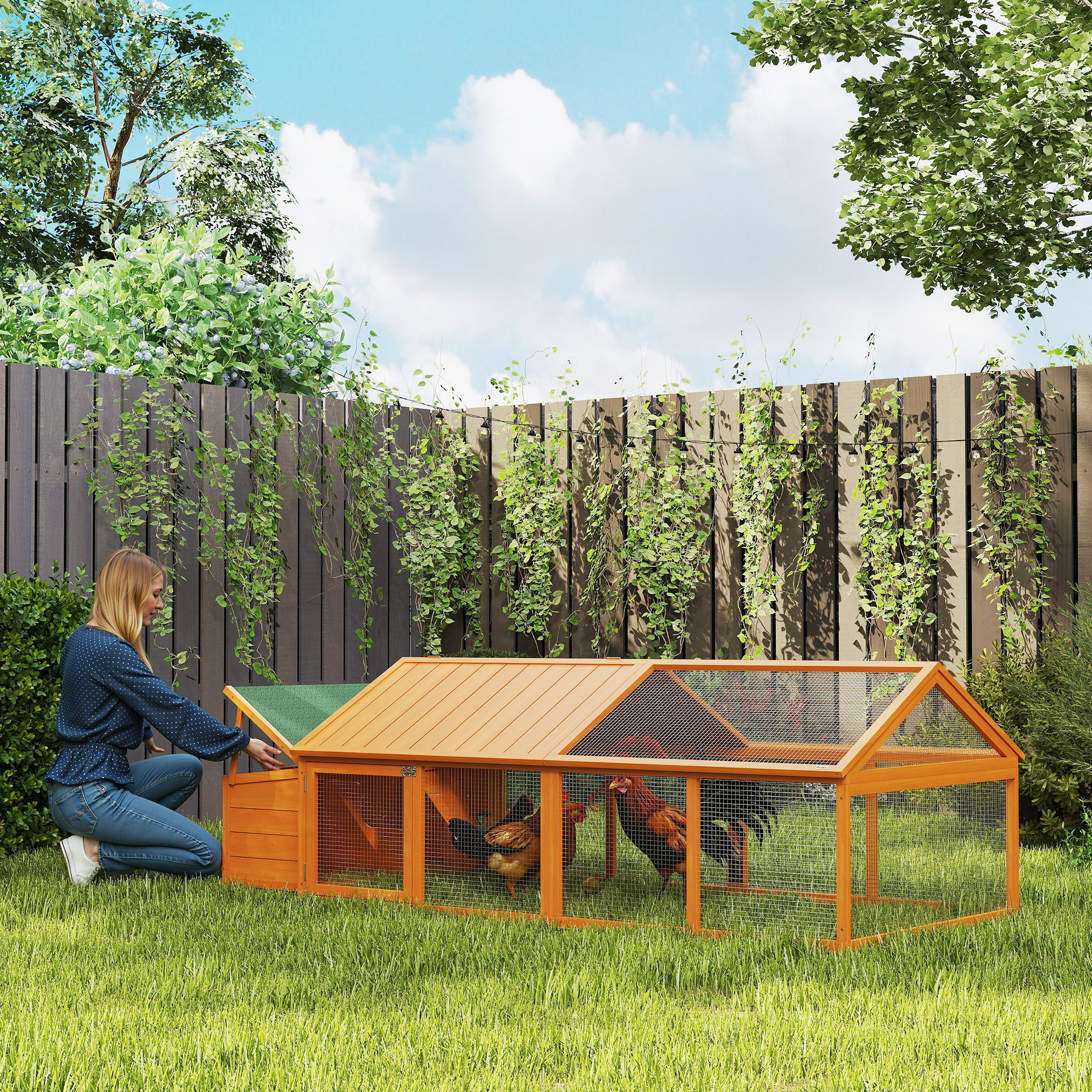 PawHut Hühnerstall Freilaufgehege 2,4 x 1,125 x 0,76 m Freigehege mit Schlo günstig online kaufen