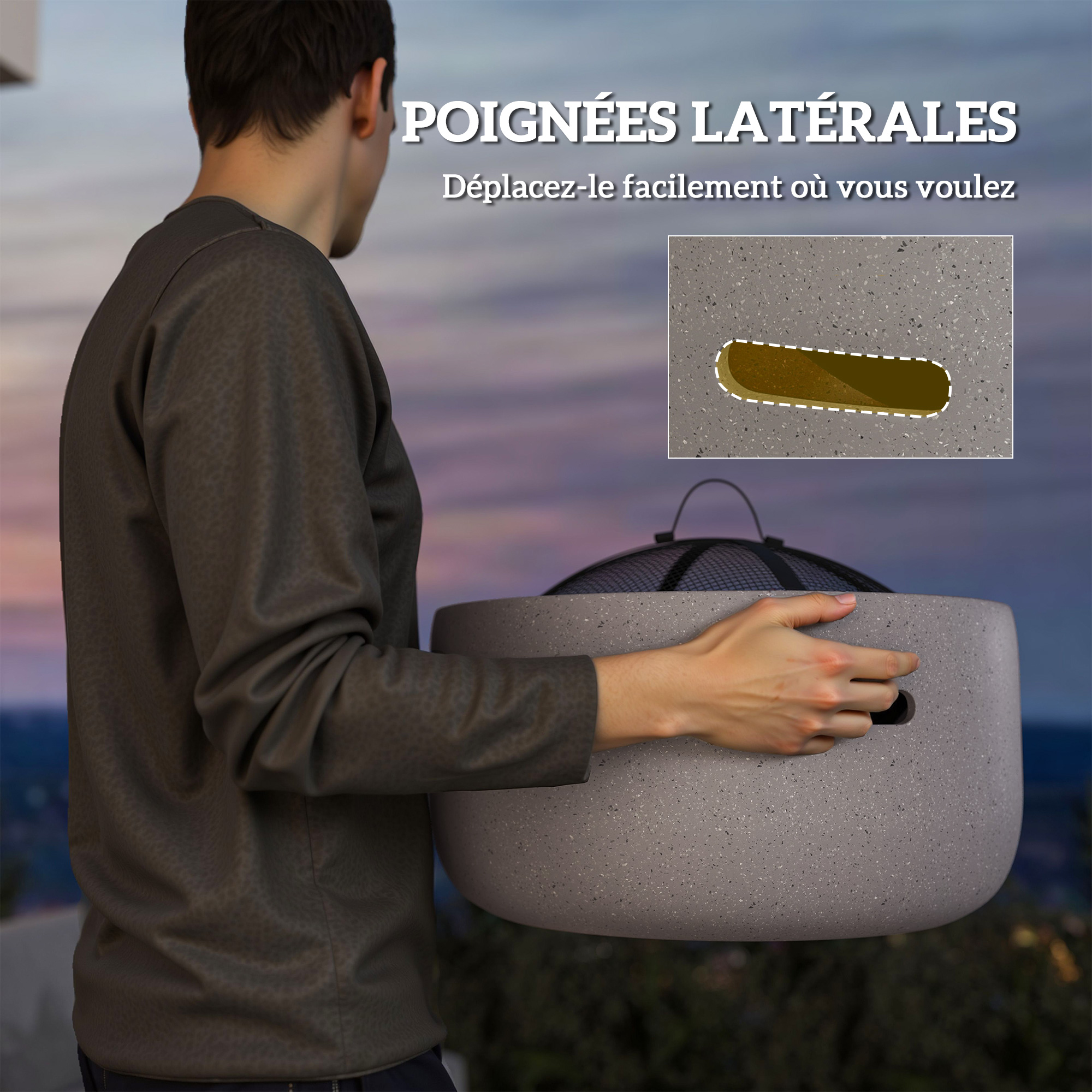 Tisonnier En Fer 33 Cm – Poignée Antidérapante – Multifonction Pour Cheminée, Barbecue, Camping – Crochet De Feu