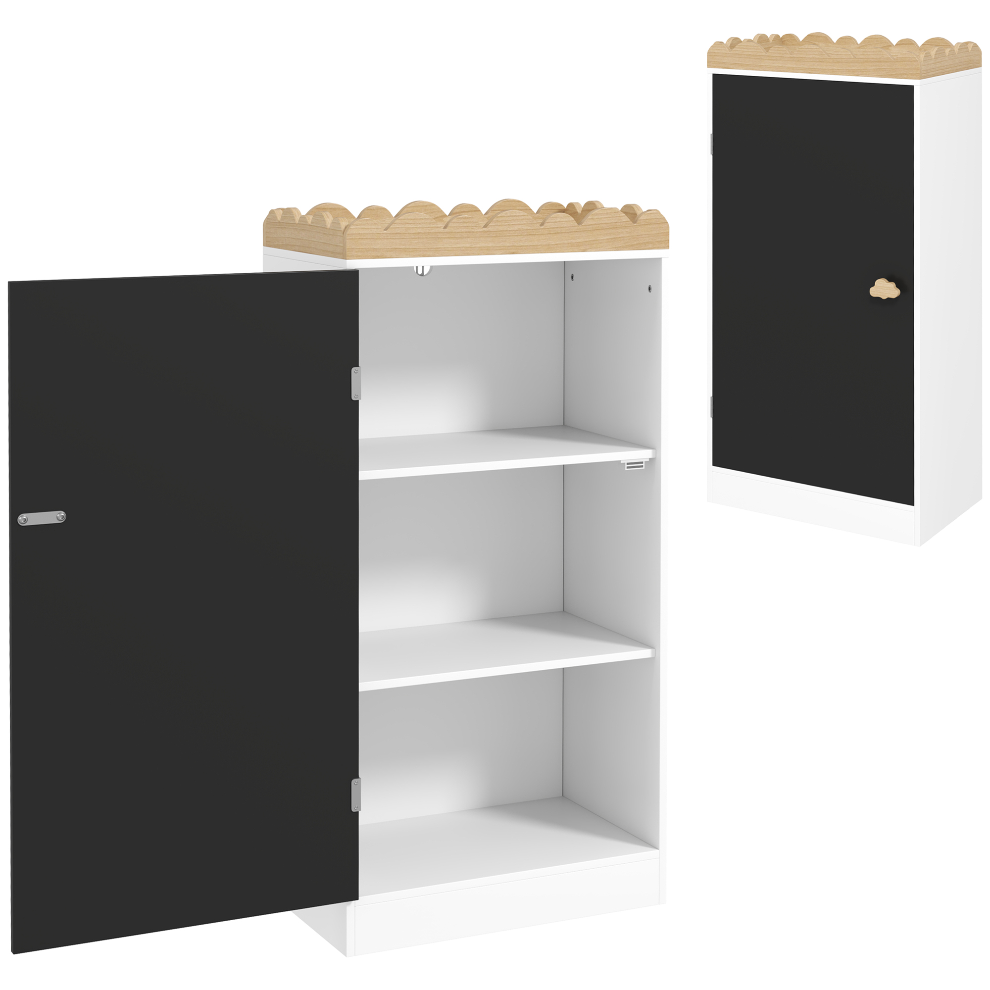 AIYAPLAY Children's storage unit, toy storage for kids with chalkboard door, 3 cubbies and top... at Aosom IE