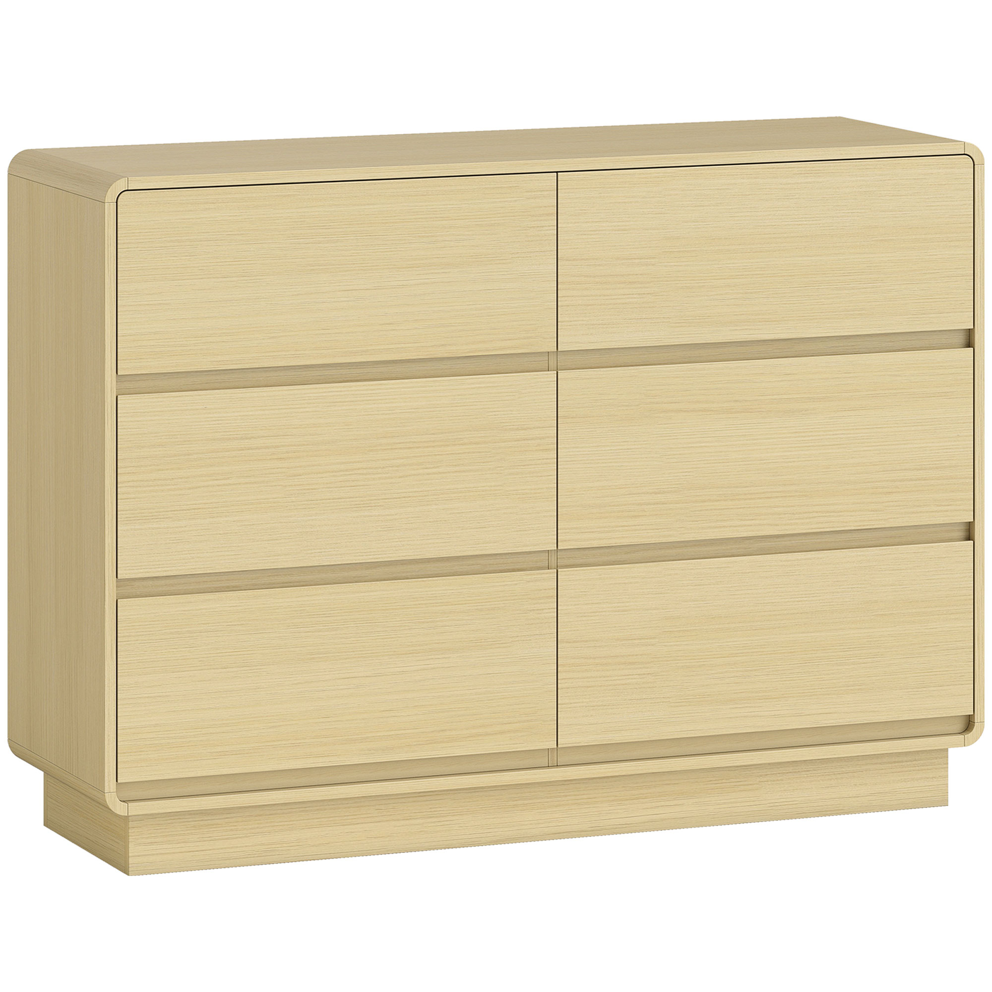 HOMCOM Aparador con 6 Cajones Bordes Redondeados para Salón Cocina Entrada Oficina 120x38x86 cm Natural