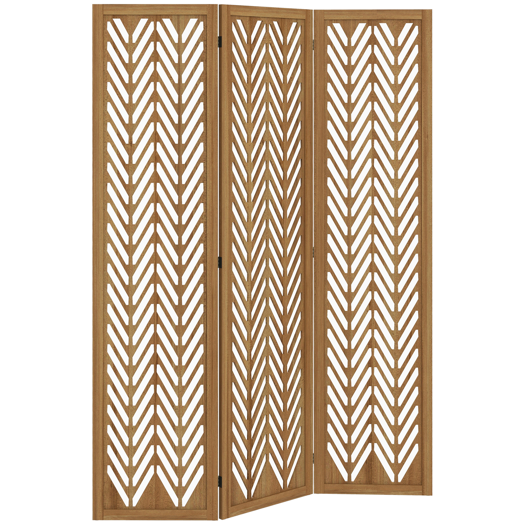 HOMCOM Separador de Ambientes Plegable de 3 Paneles 120x1,7x170 cm Biombo de Madera con Patrones Geométricos Natural   Aosom España
