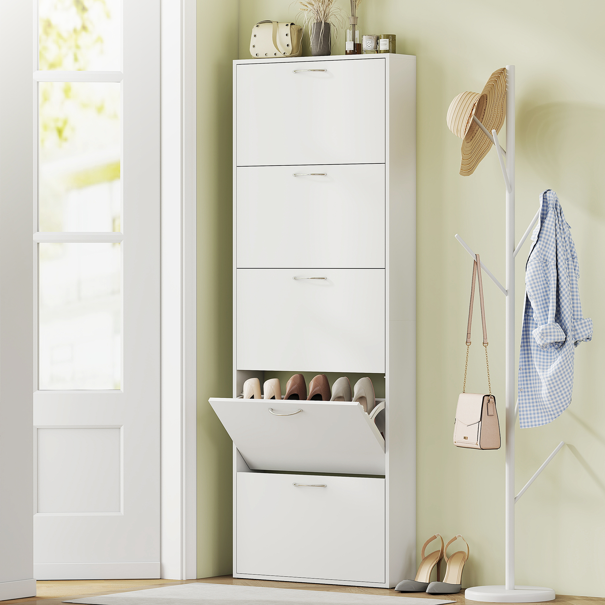 HOMCOM Schuhschrank für 15 Paar, schmaler moderner Schuhschrank mit 5 Klapp günstig online kaufen