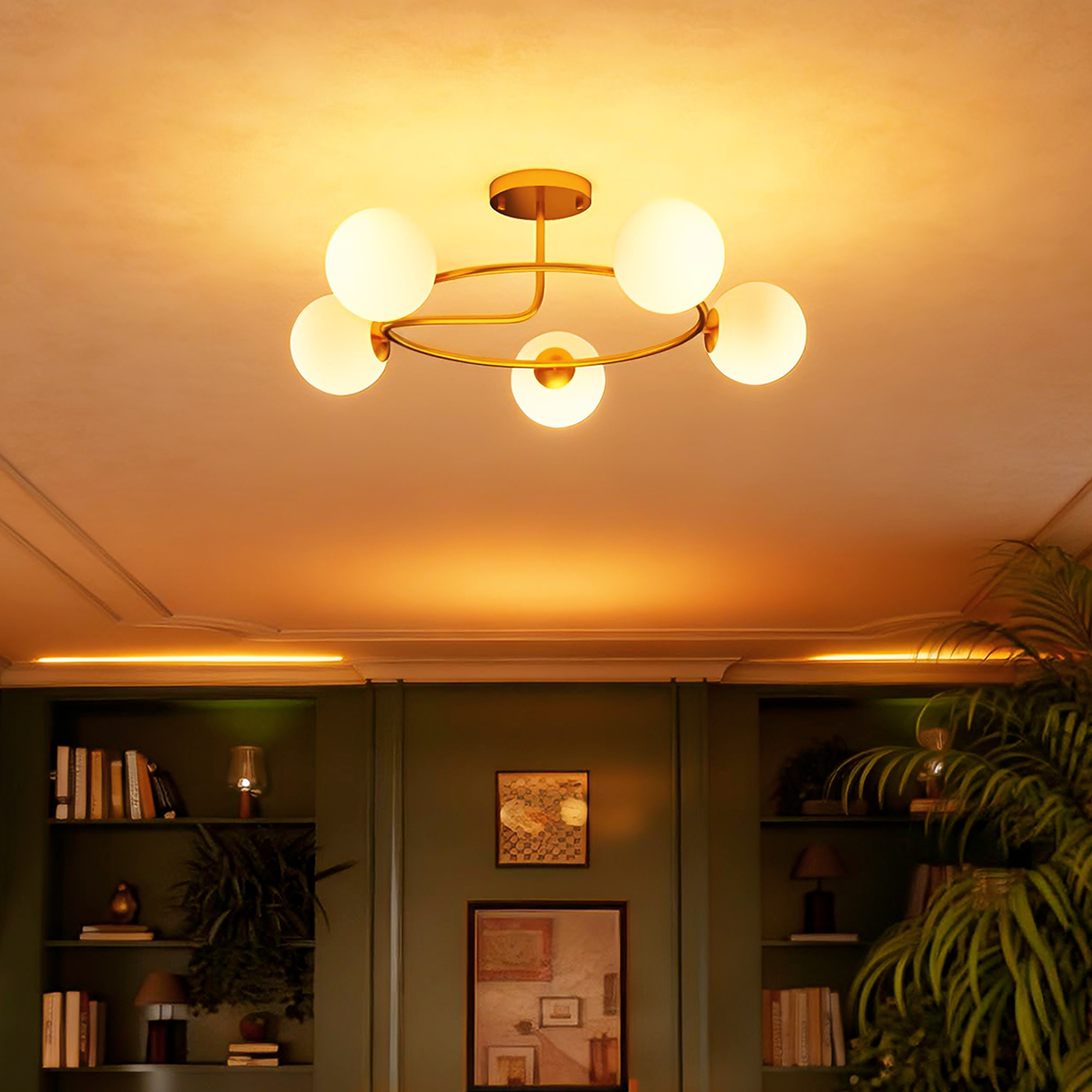 HOMCOM LED-Deckenleuchte 20W, Deckenlampe, 5 G9-Fassungen halbflach montier günstig online kaufen