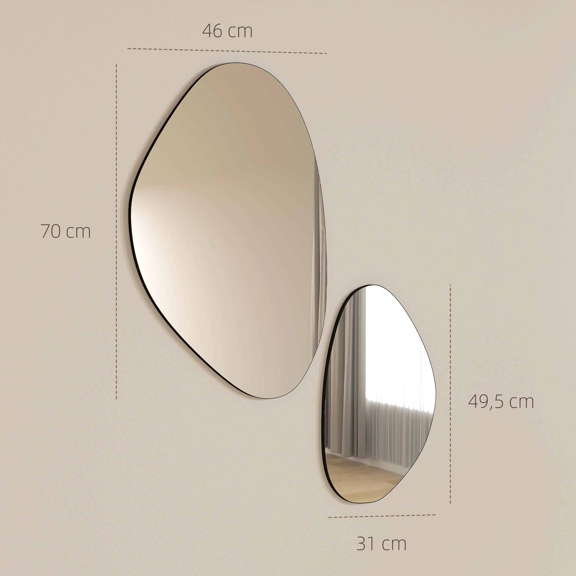 HOMCOM Wandspiegel 2er-Set 70 x 46 cm, 49,5 x 31 cm Fenster Spiegel mit Met günstig online kaufen