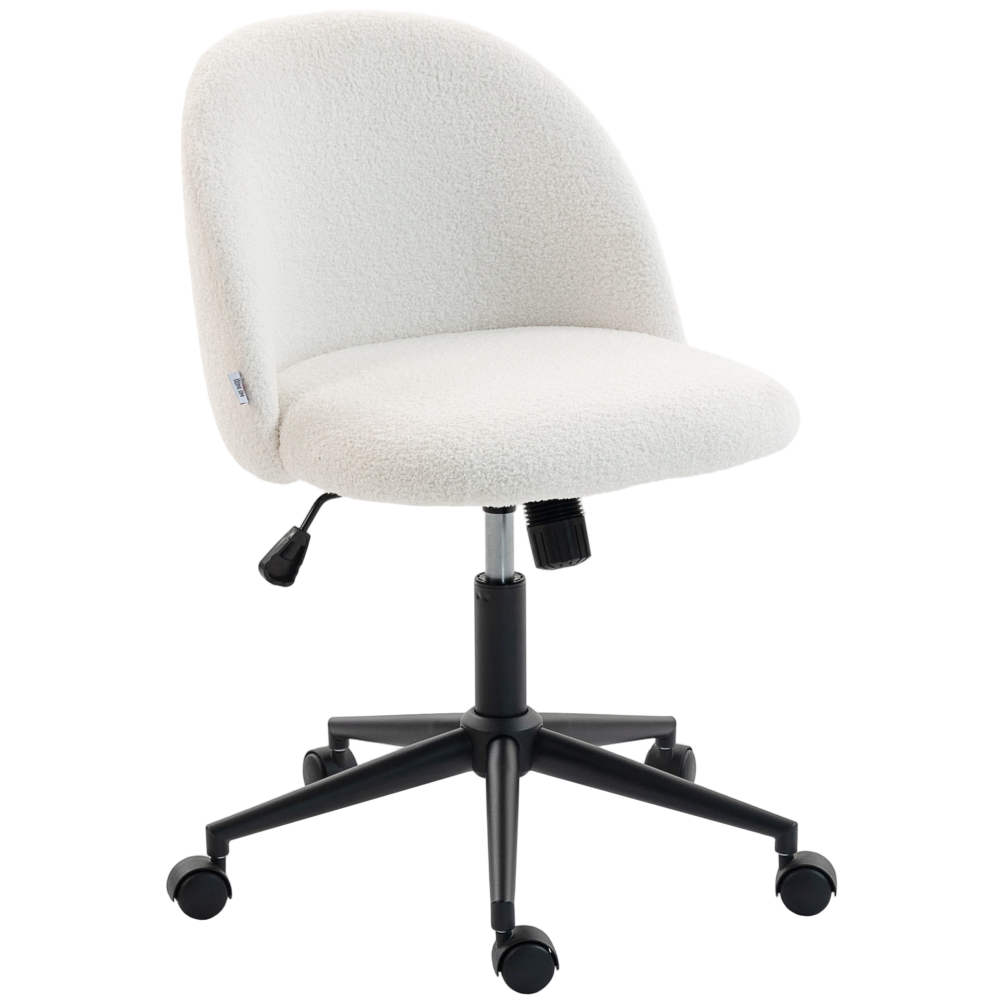 Picture of Teddy Fleece Office Chair with Wheels - Cream White