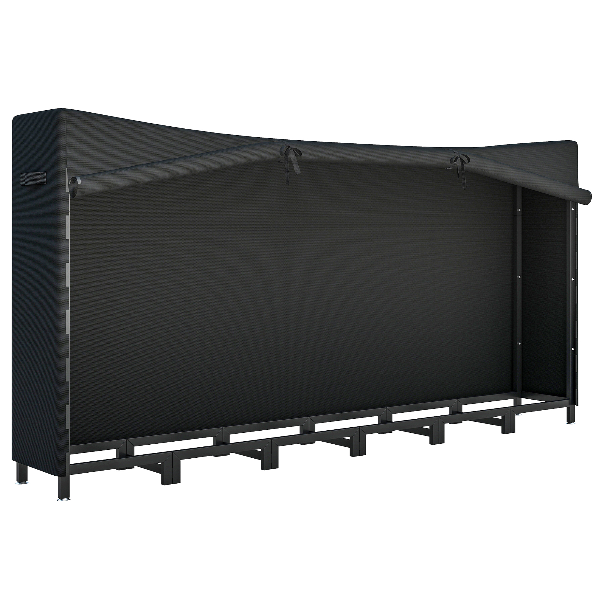 Outsunny Legnaia da Esterno in Metallo con Telo Impermeabile, Capacità 0.8m³, Struttura Regolabile, 235x31x116 cm, Nero   Aosom Italy