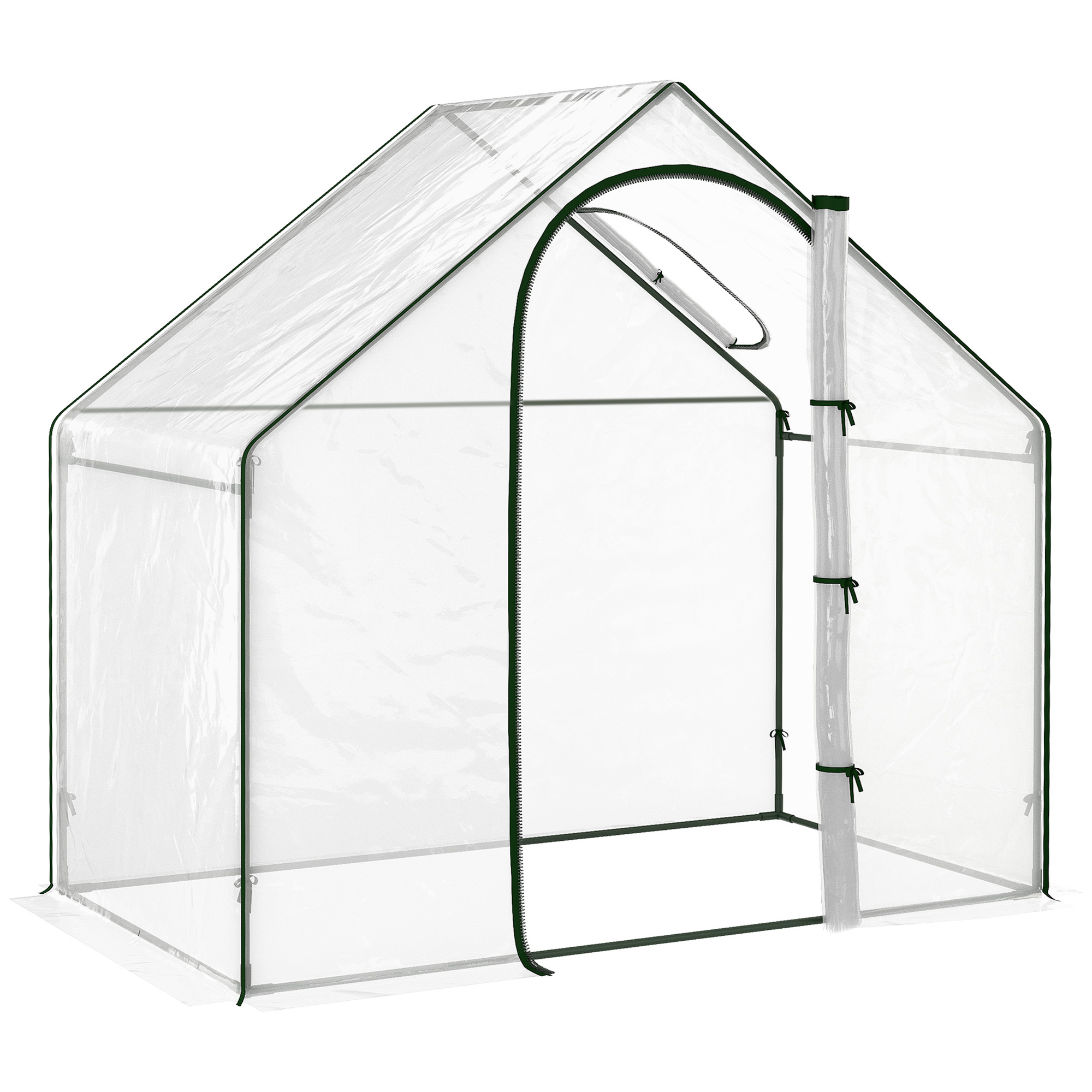Outsunny foliekas, ruime loopruimte, dakvenster, oprolbare deur, roestvrijstalen frame, 180 x 100 x 168 cm, transparant | Aosom.nl