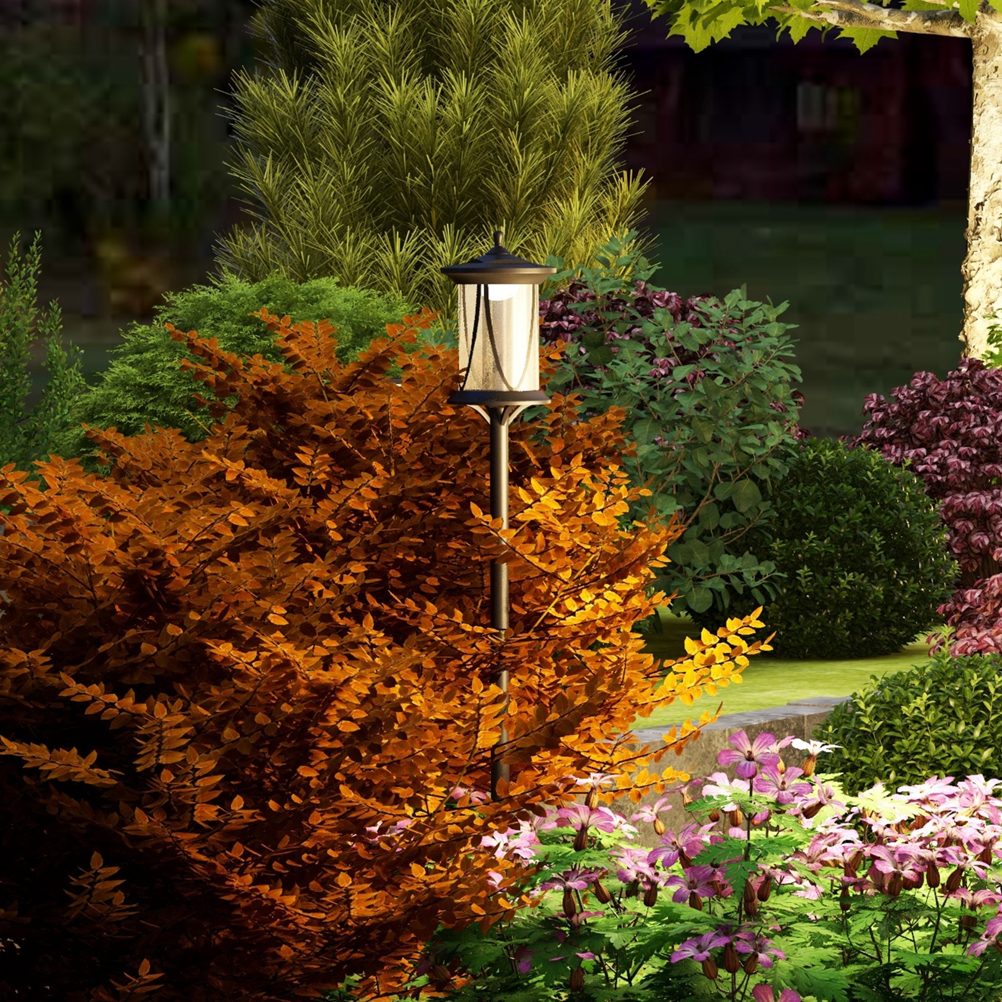 Lampada Solare Da Esterno Outsunny Con 3 Luci In Rattan, Stile Boho, Base Quadrata 45x45x178 Cm, Impermeabile IP44