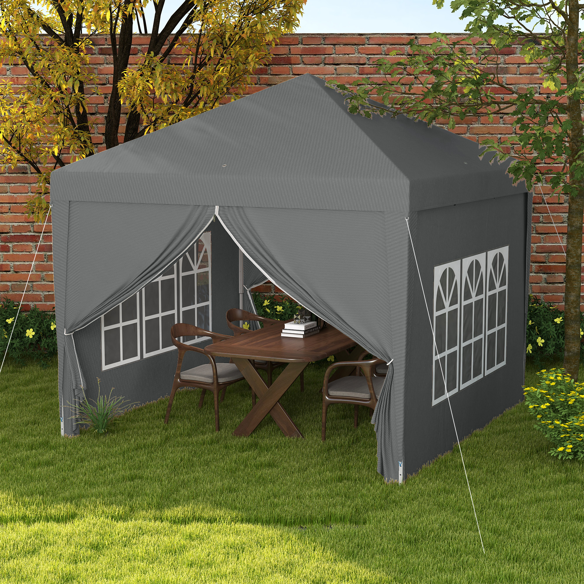 Outsunny Pavillon ca.3x3m, wasserabweisend Stabil Winterfest Pop-up Faltpav günstig online kaufen