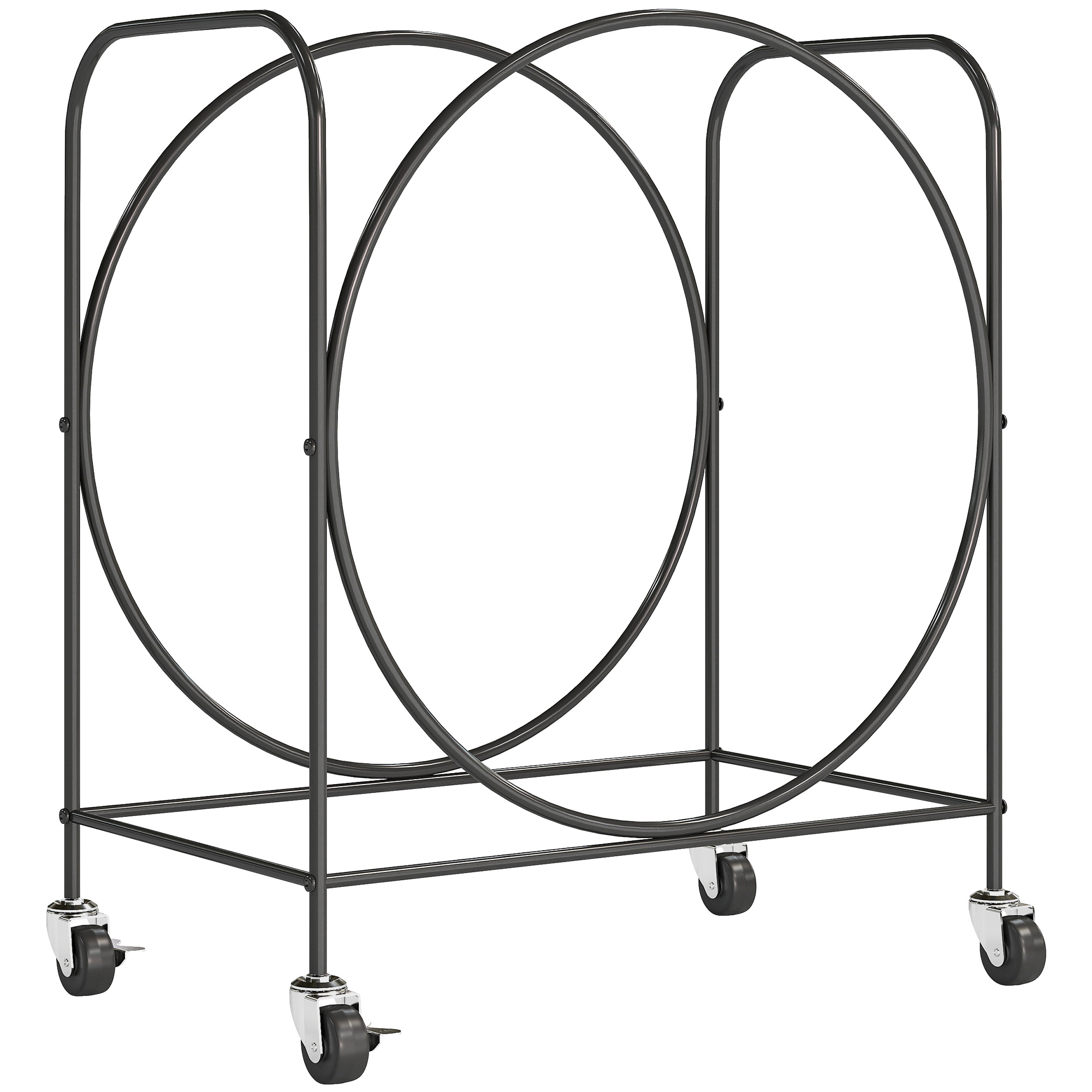 Outsunny Leñero Exterior Metálico de Chimenea Soporte para Leña con Ruedas para Interior y Exterior 51x30x60 cm Negro