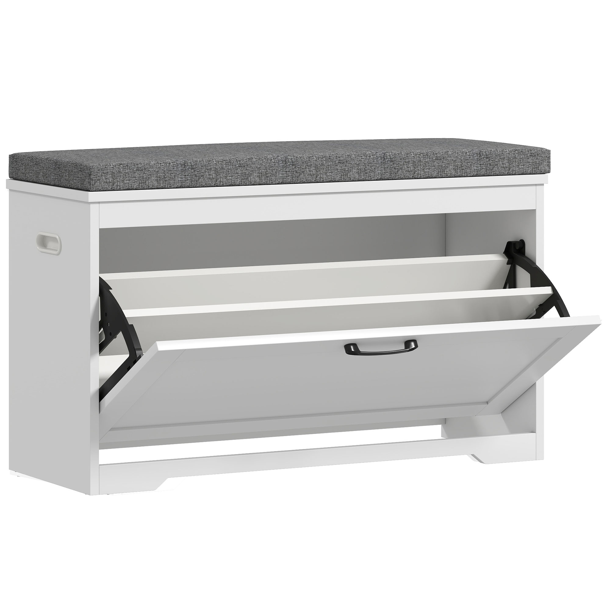 HOMCOM Banco Zapatero Moderno con Asiento Acolchado Estante Ajustable para 8 Pares de Zapatos para Entrada 80x30x50 cm Blanco