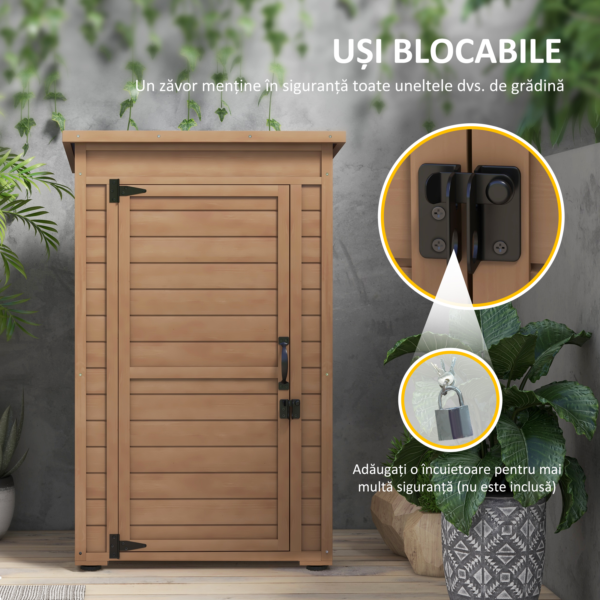  Dulapior de Depozitare in Aer Liber, sopron Mic din Lemn pentru Gradina [6]