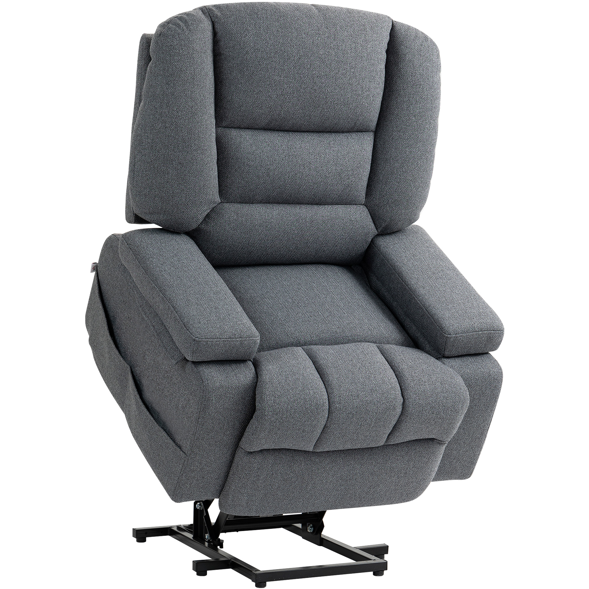 HOMCOM Scaun Rabatabil, Canapea cu Masaj prin Vibrații și Căldură, Scaun de Ridicare cu Telecomandă, 97x90x102 cm, Gri