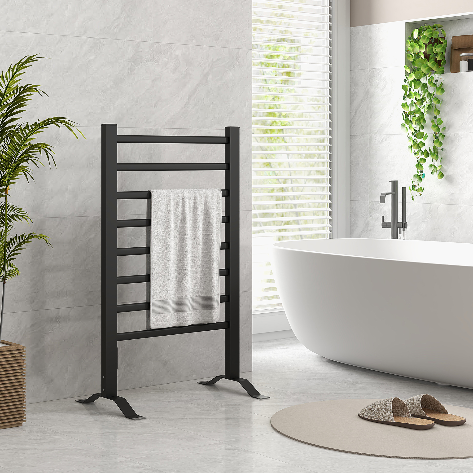 HOMCOM Elektrischer Handtuchwärmer, Handtuchheizkörper, Wand- oder Standmon günstig online kaufen