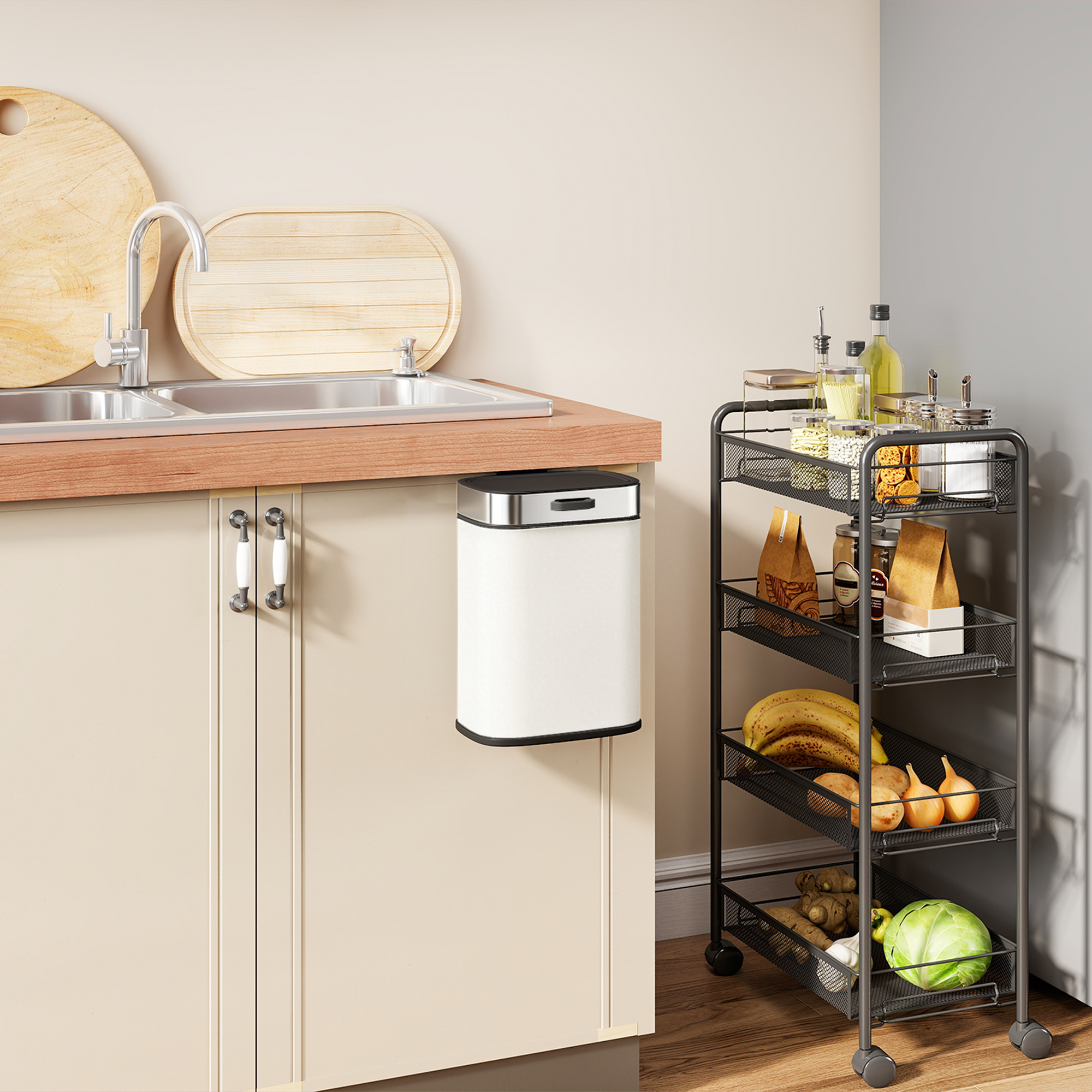 HOMCOM Mülleimer Hängend 5 L Treteimer mit Druck-Öffnen Feststelldeckel Abf günstig online kaufen