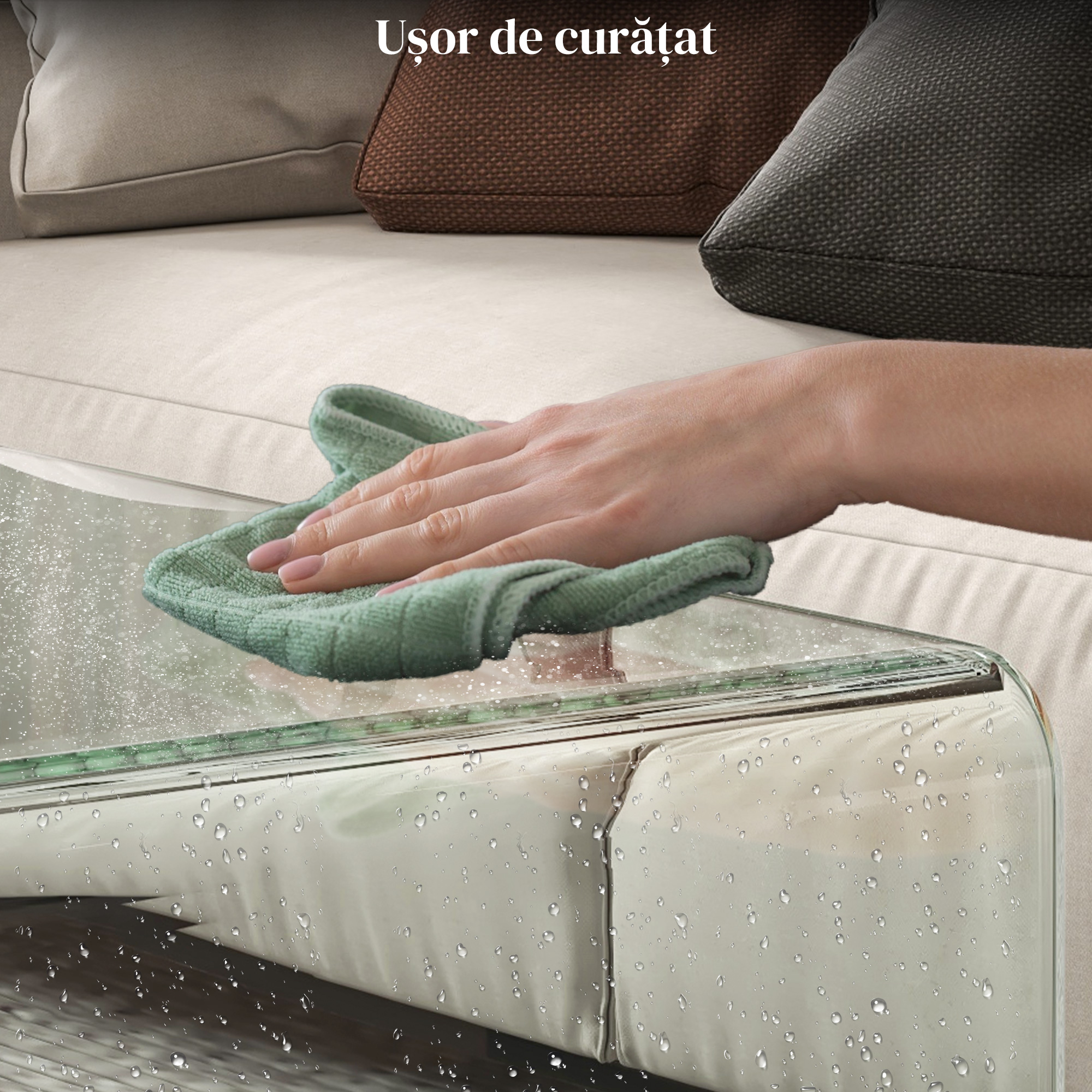  Masa de Cafea Monobloc cu Blat din Sticla Securizata - Moderna [5]