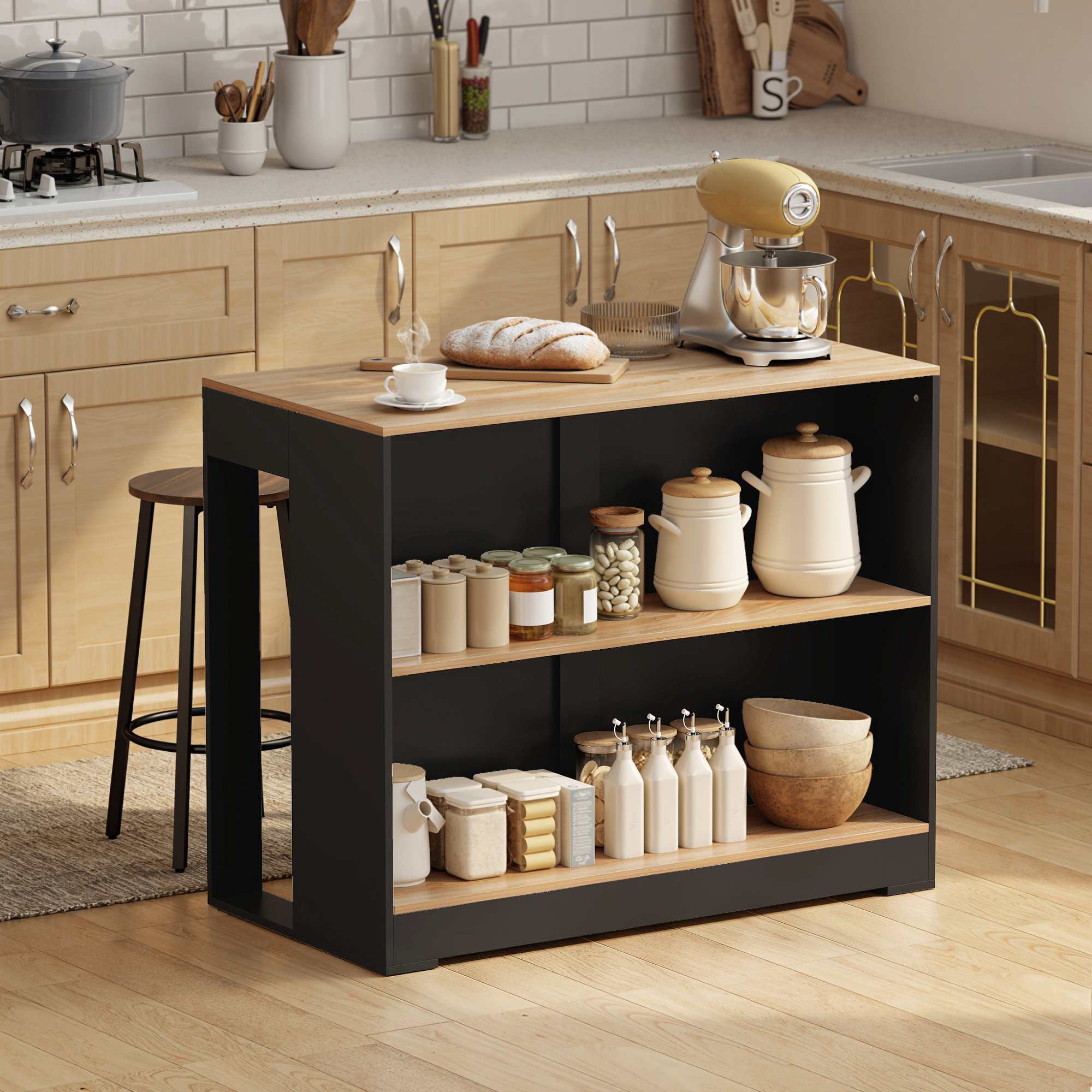 HOMCOM Bartisch mit 3 Ablagen, platzsparende Bar-Theke mit rutschfesten Füß günstig online kaufen