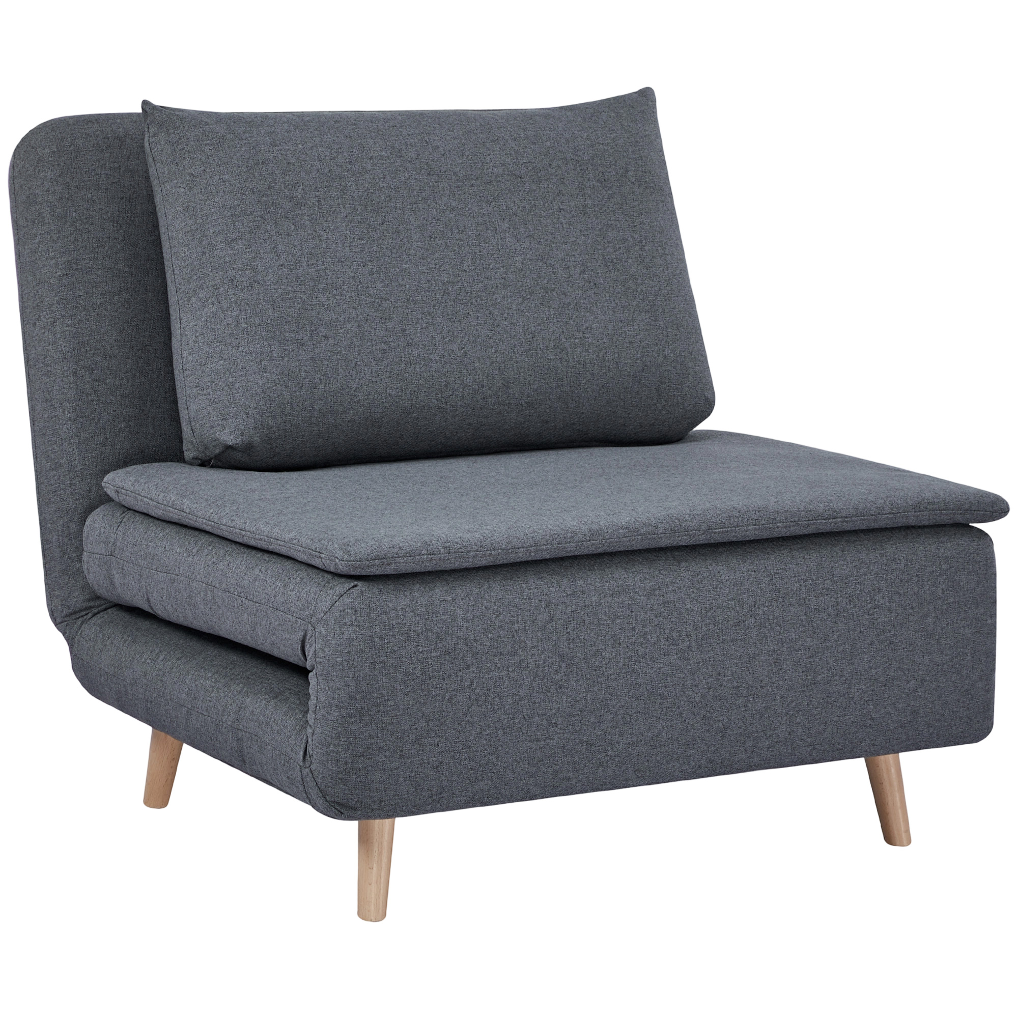 HOMCOM Sillón cama 3 en 1 con función de cama, sillón reclinable, respaldo regulable, patas de madera de haya, cojín, Gris | Aosom España