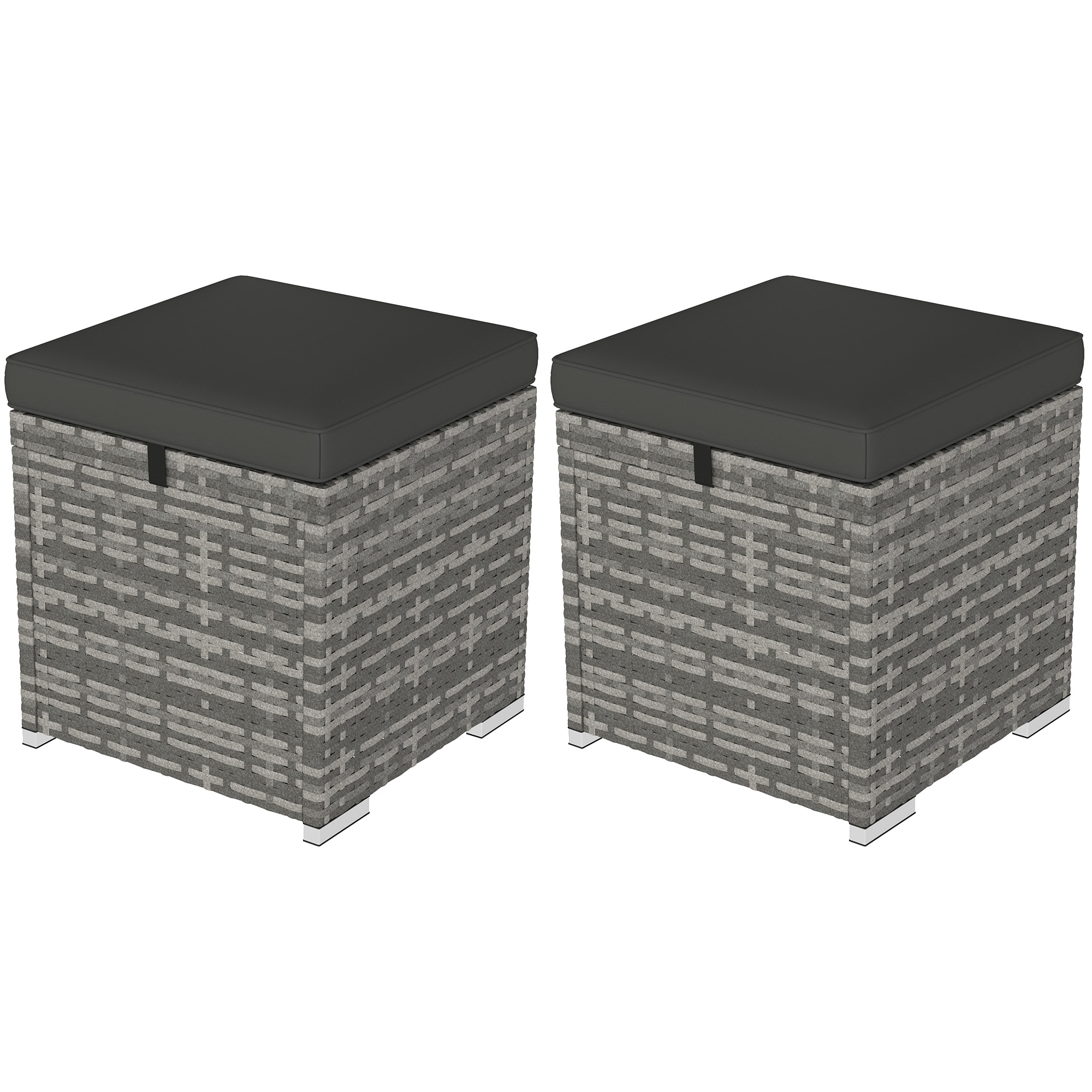 Outsunny 2er Set Rattan Hocker Sitzhocker mit Rattanoptik Stauraum Kissen D günstig online kaufen