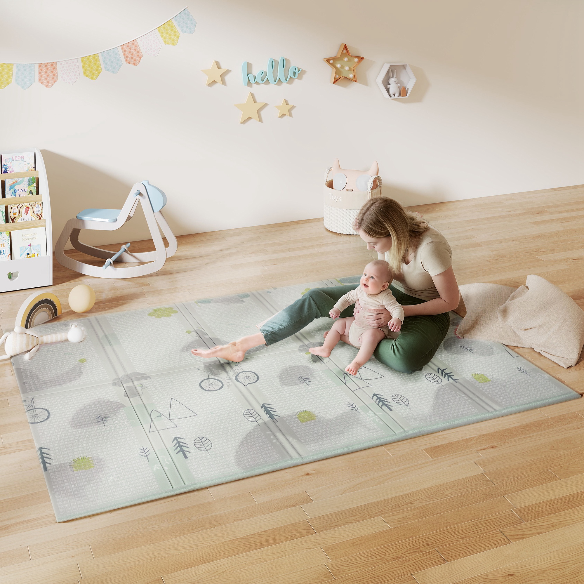 AIYAPLAY Spielmatte Faltbar Doppelseitige Krabbelmatte Baby wasserdicht rut günstig online kaufen