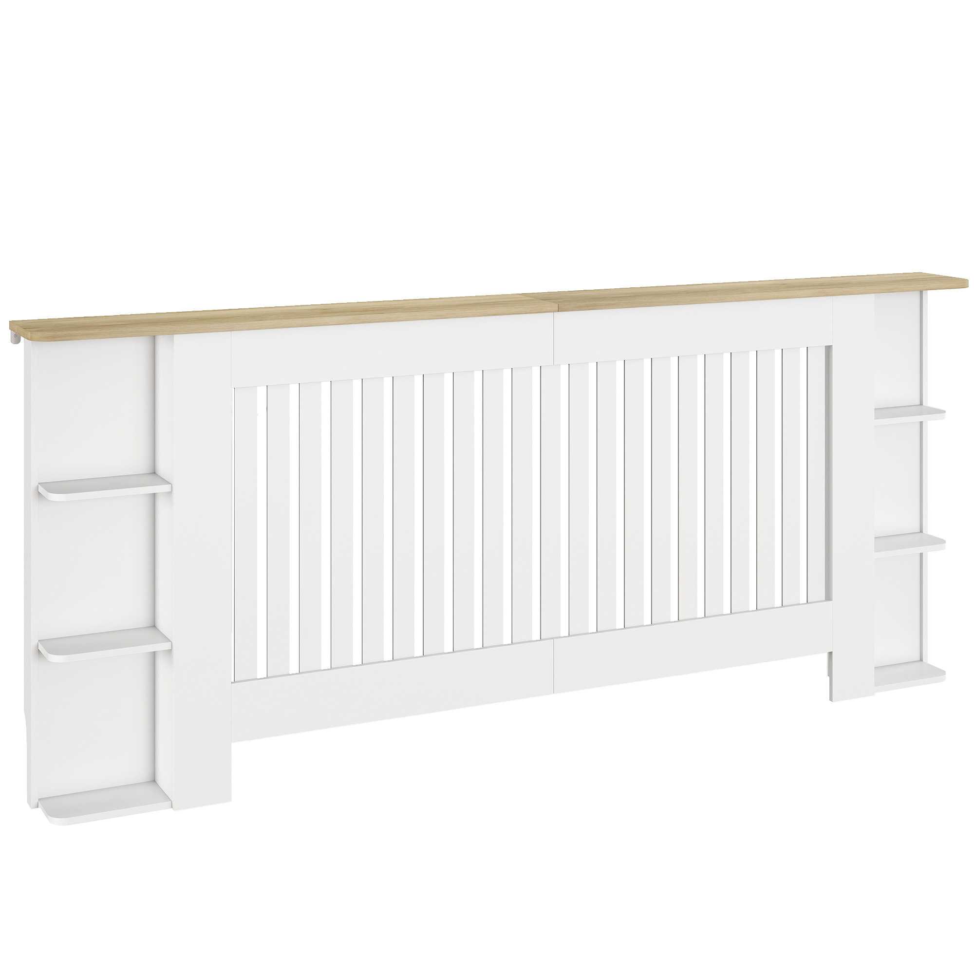 HOMCOM Radiator Cover with Open Storage Shelves, Vertical Slatted Cabinet Shelf Heater Cover for Living Room, Hallway, Extra Large, White (H: 83 / W: 191 / D: 19 cm) thumbnail