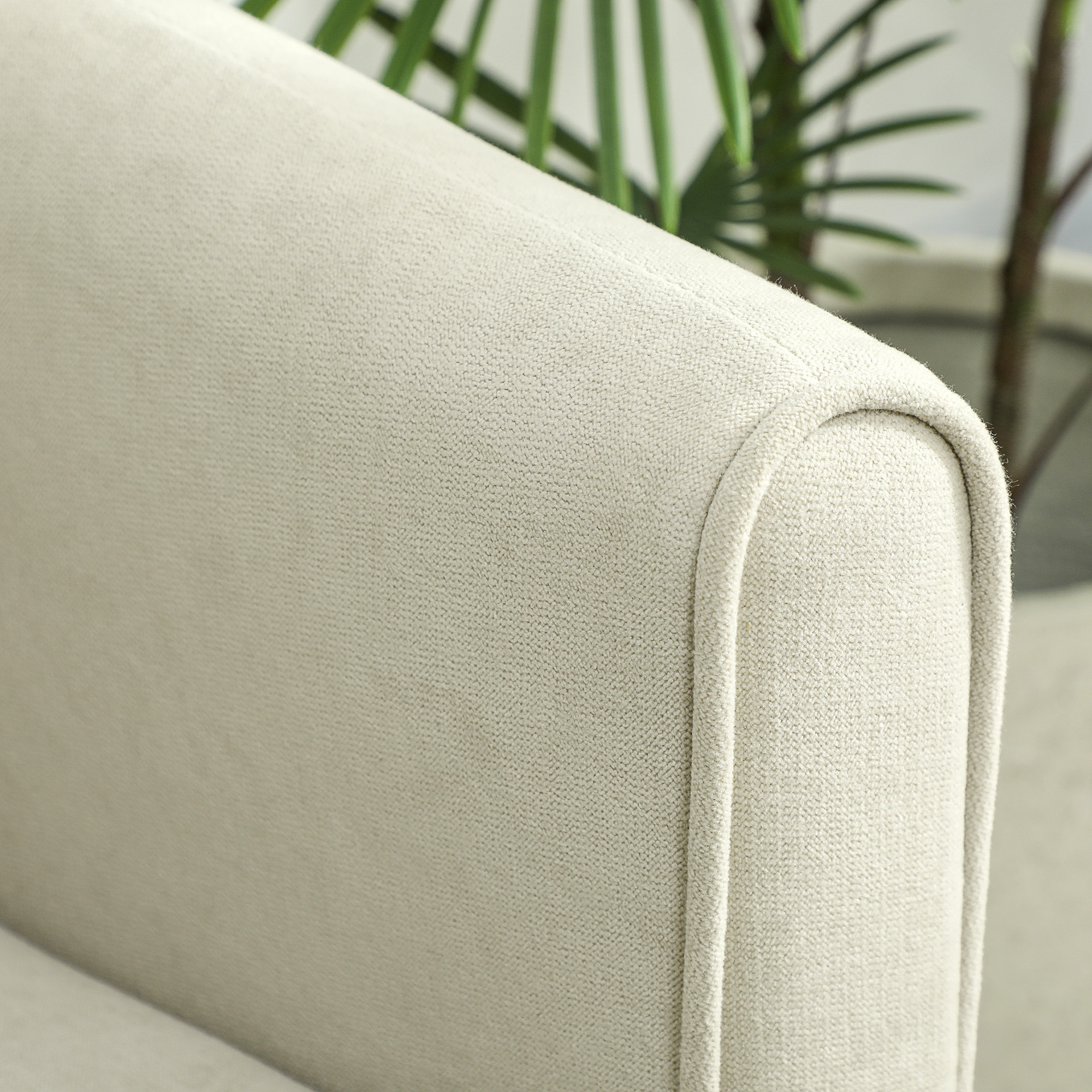  Canapea cu 2 Locuri Moderna cu Spatar Matlasat cu Butoane si Acoperire in Velluto, 124x73x92 cm, Crem [8]