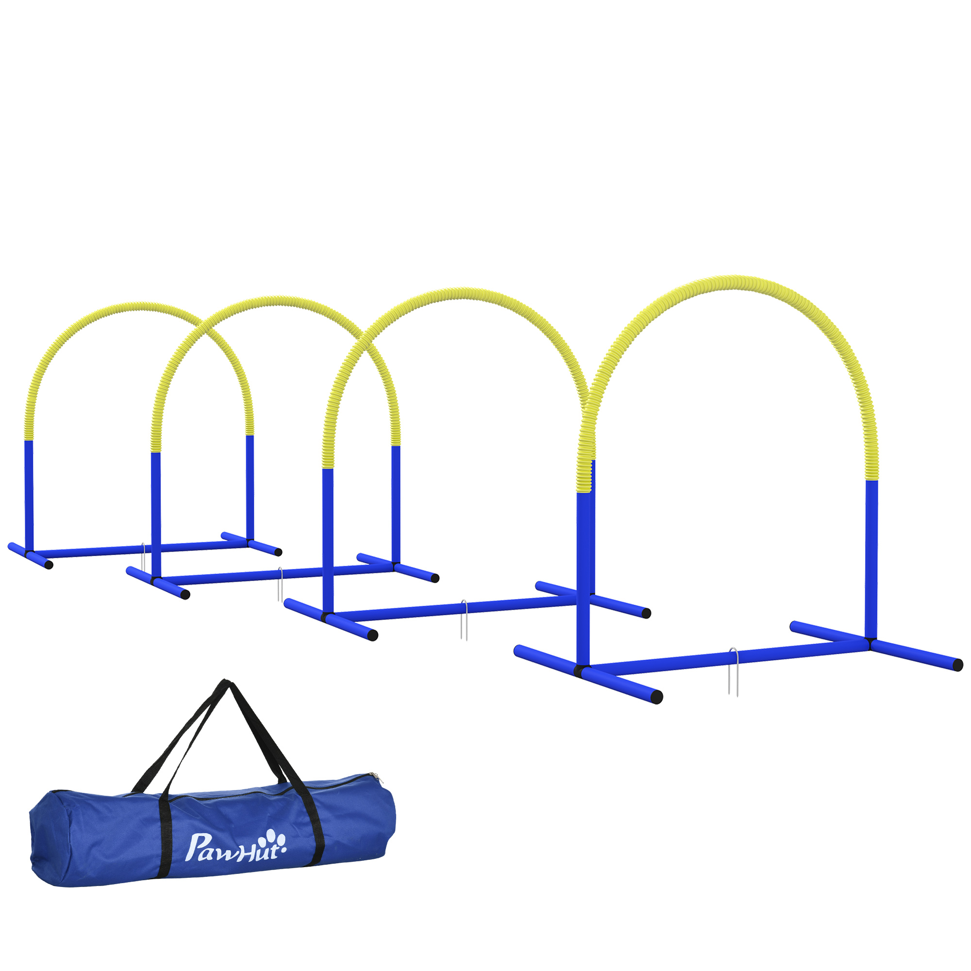 PawHut Agility-Set für Hunde 4-teilig, 88 x 64 x 95 cm, mit Tragetasche, tragbar, ideal für junge & ältere Hunde, PE & ABS, Gelb Aosom.de